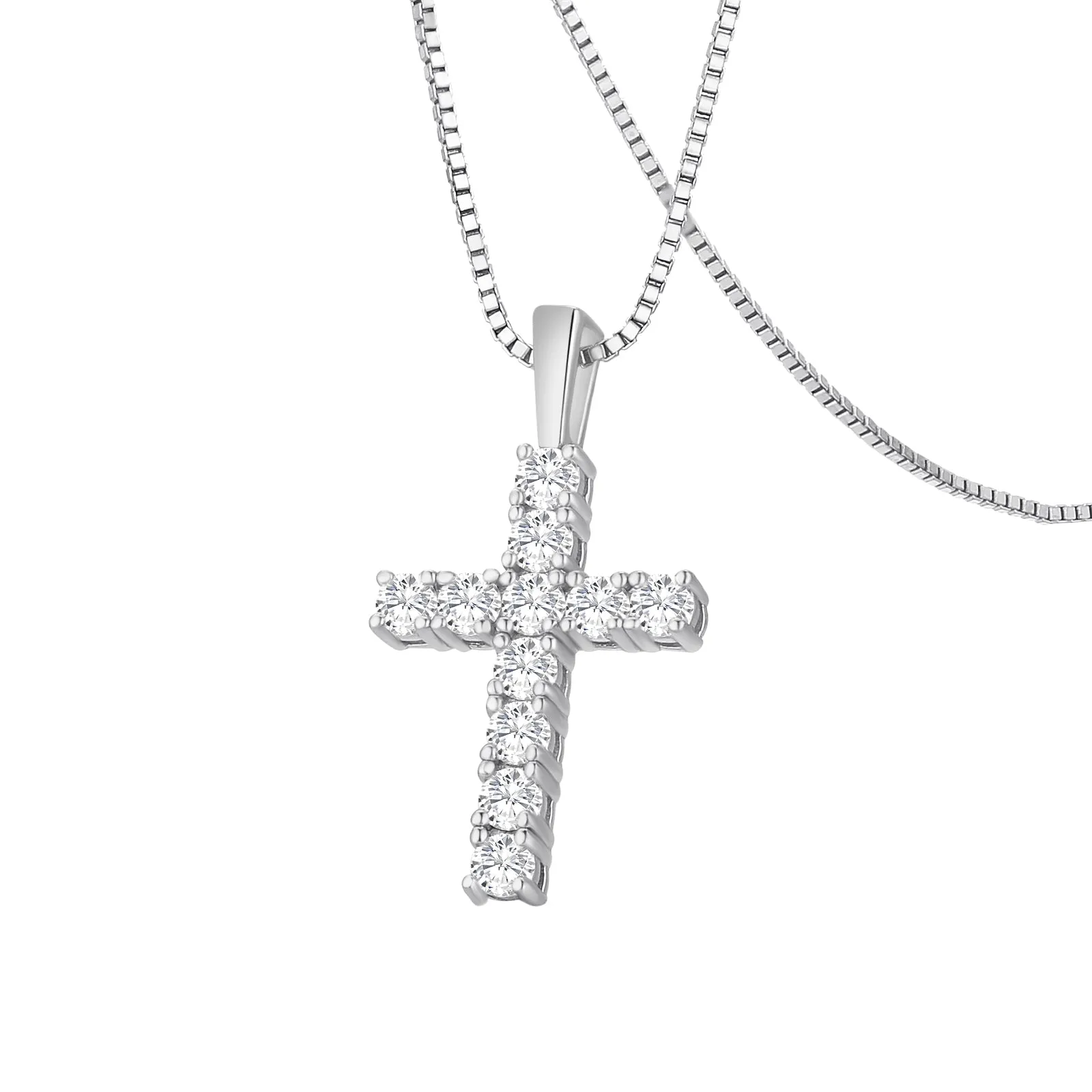 0.70 Carats VVS1 Moissanite Cross Pendant for Women 14K Gold/White Gold