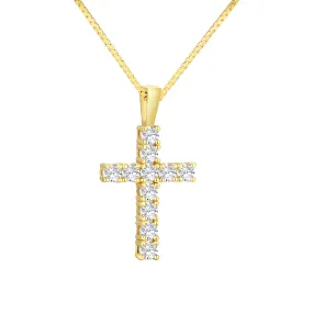 0.70 Carats VVS1 Moissanite Cross Pendant for Women 14K Gold/White Gold