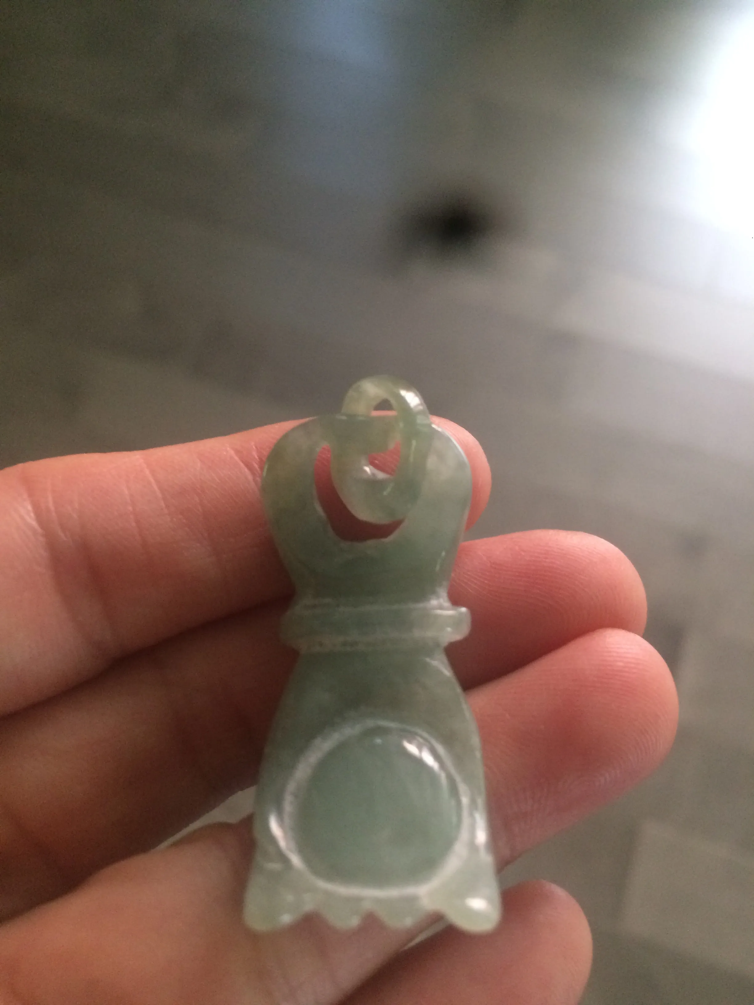 100% natural type A watery light green 3D jadeite jade hand pendant/hanger for Halloween QP-2 (Clearance item)