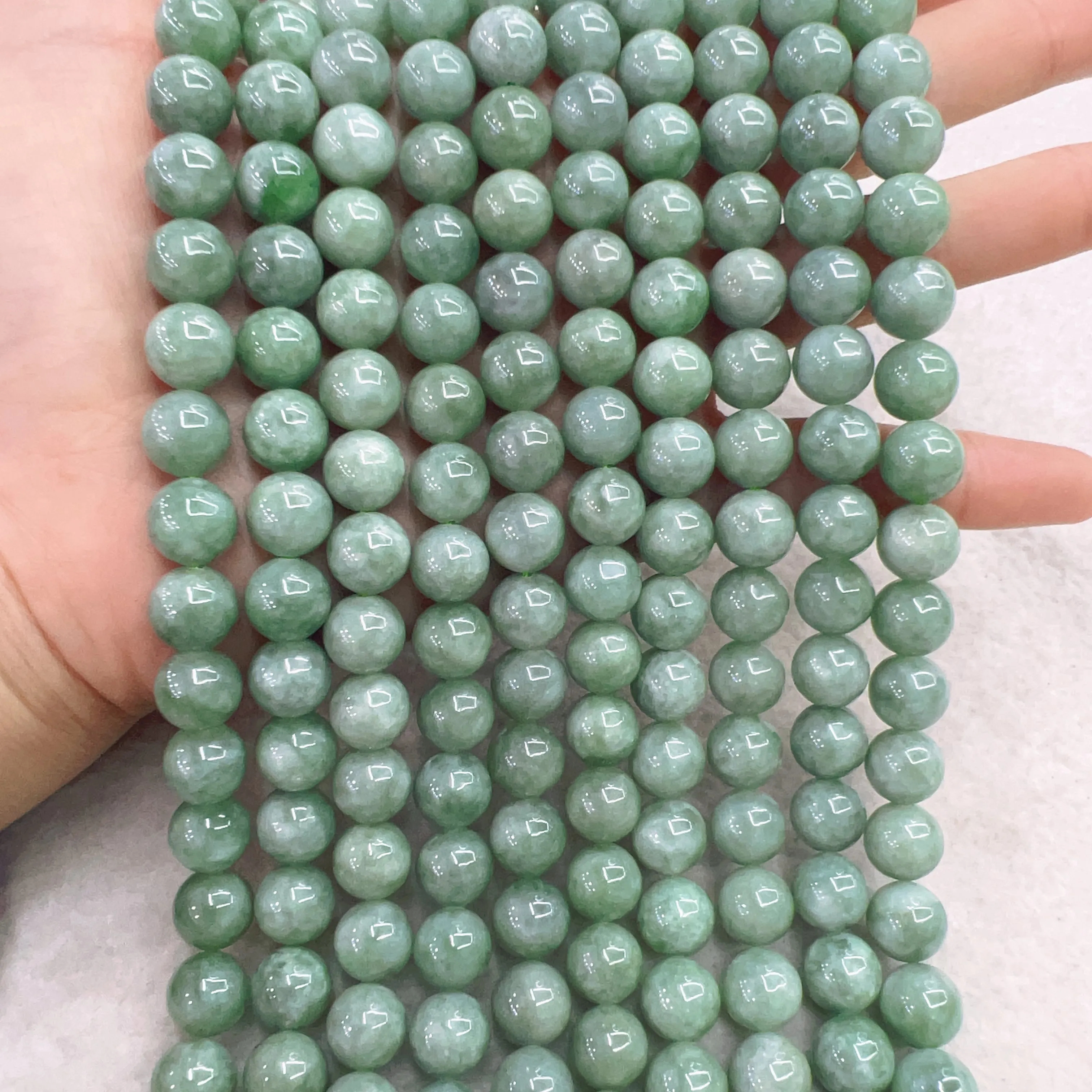 10mm Genuine Jadeite Round Bead Strands Greener Color for DIY Jewelry Making Project