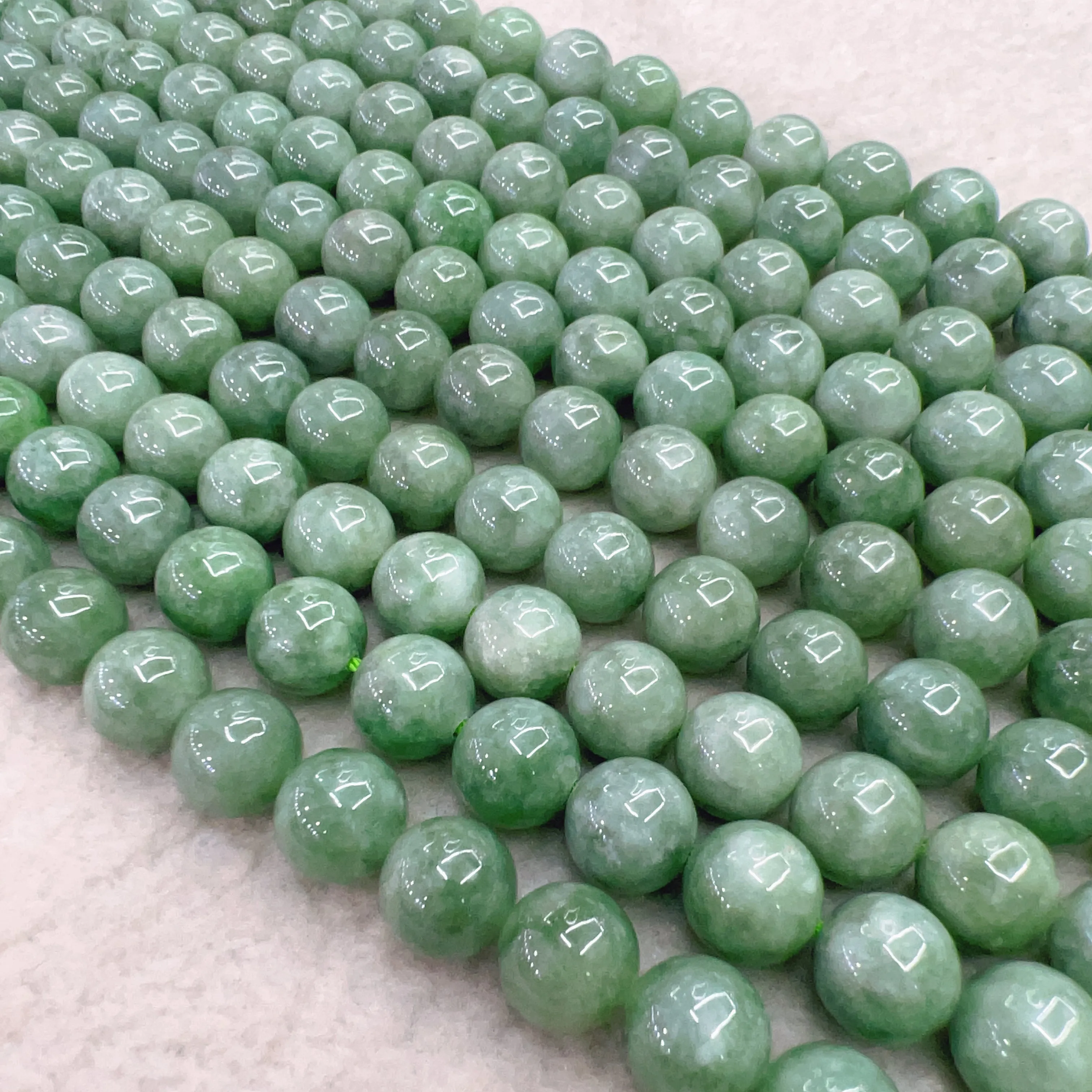 10mm Genuine Jadeite Round Bead Strands Greener Color for DIY Jewelry Making Project