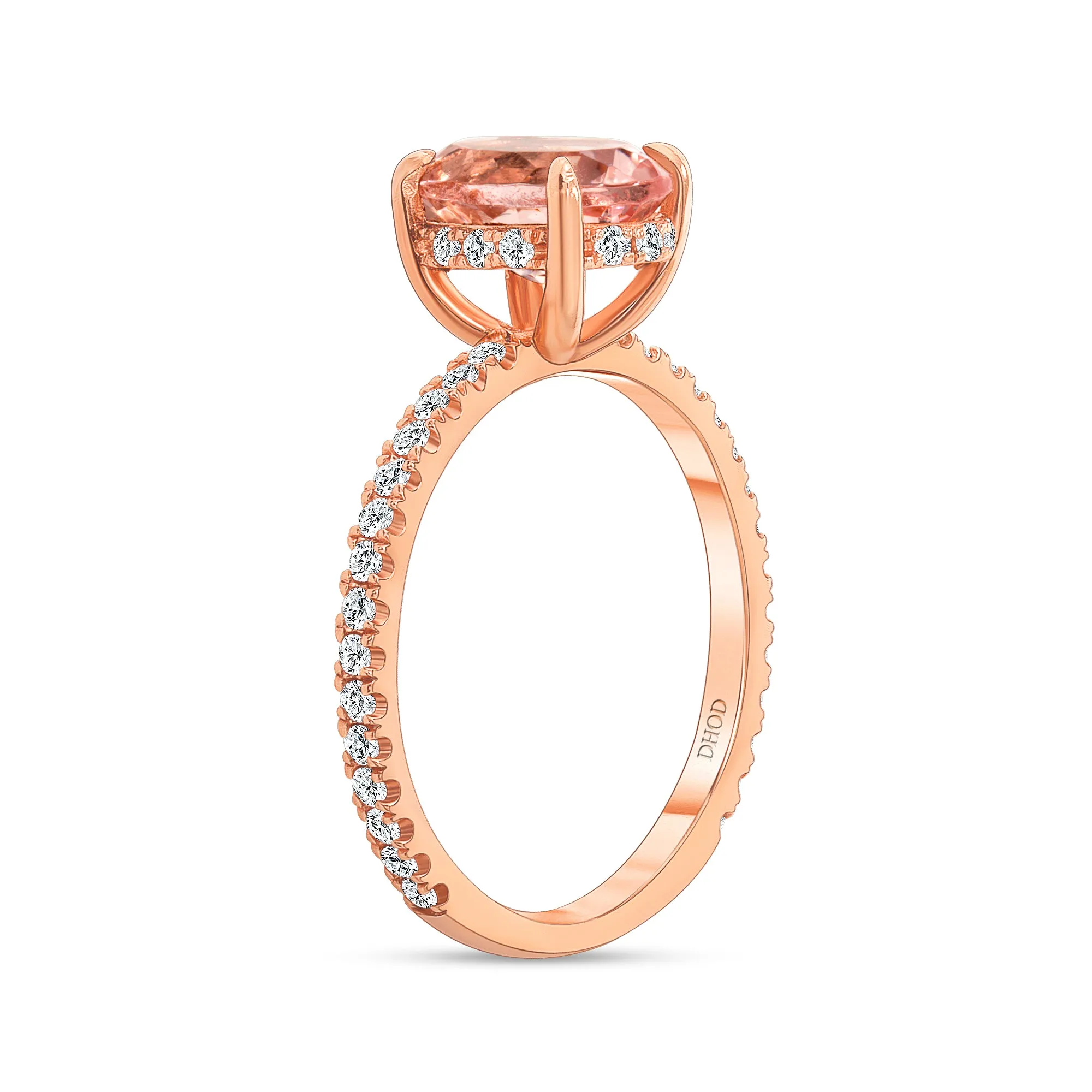 14K Gold 1 Carat Oval Morganite Ring