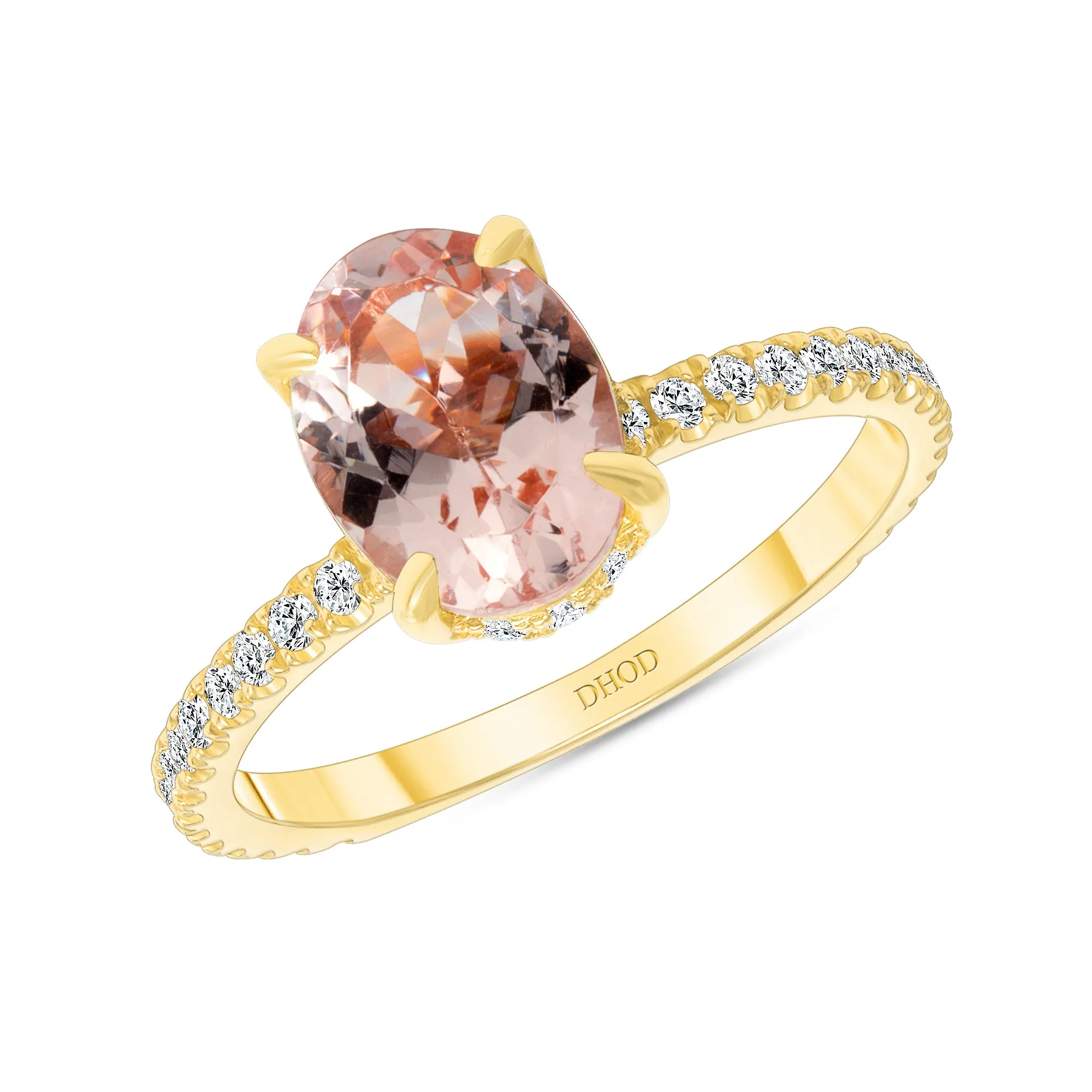 14K Gold 1 Carat Oval Morganite Ring