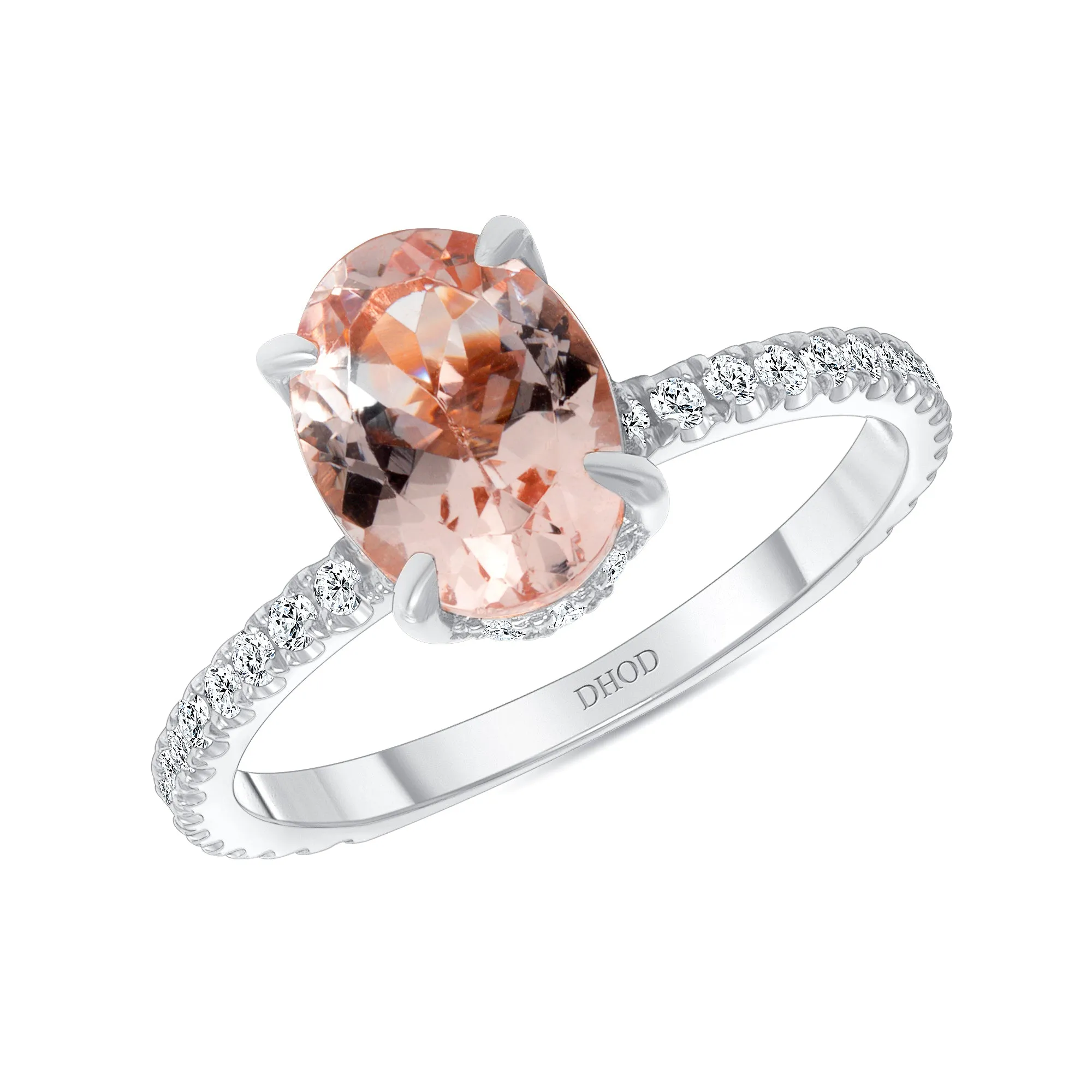 14K Gold 1 Carat Oval Morganite Ring