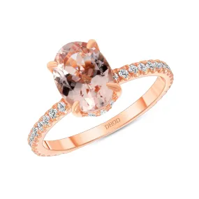 14K Gold 1 Carat Oval Morganite Ring