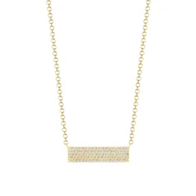 14k Gold 4-Row Diamond Pavé Bar Necklace