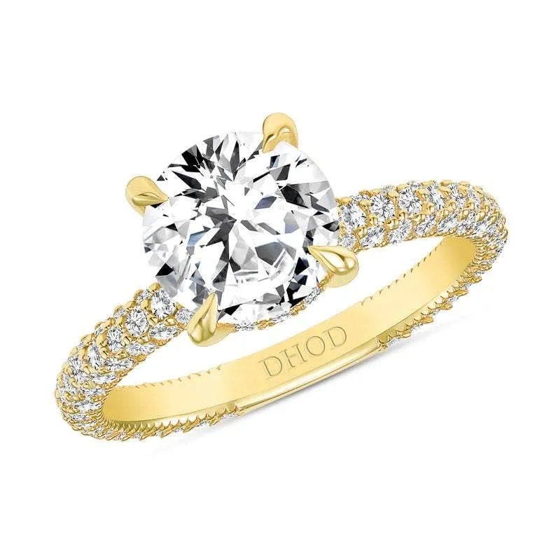 14K Gold Diamond Double Under Halo Ring with 1.91 Carat Round Forever One Moissanite Engagement Ring