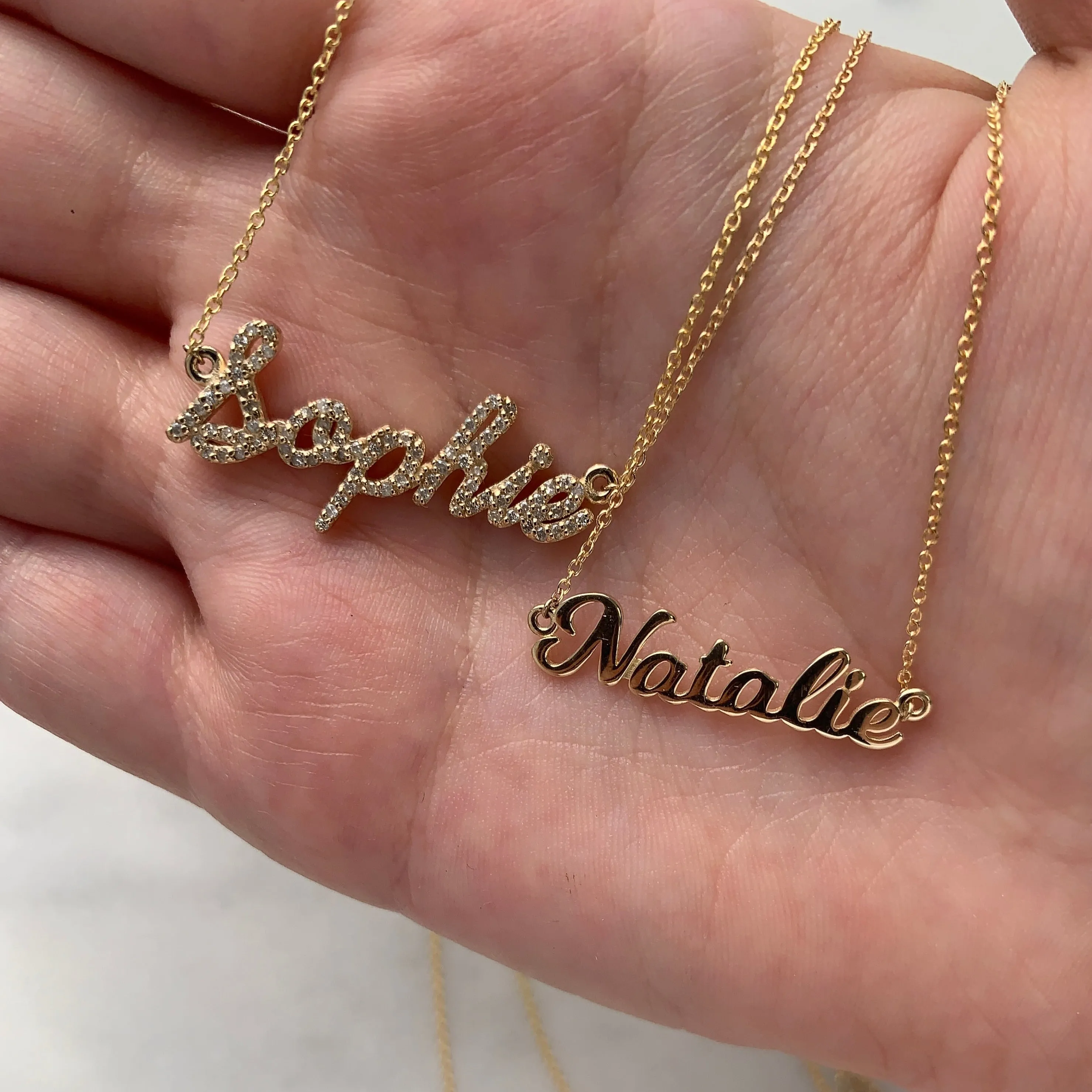 14K Gold Diamond Name Necklace