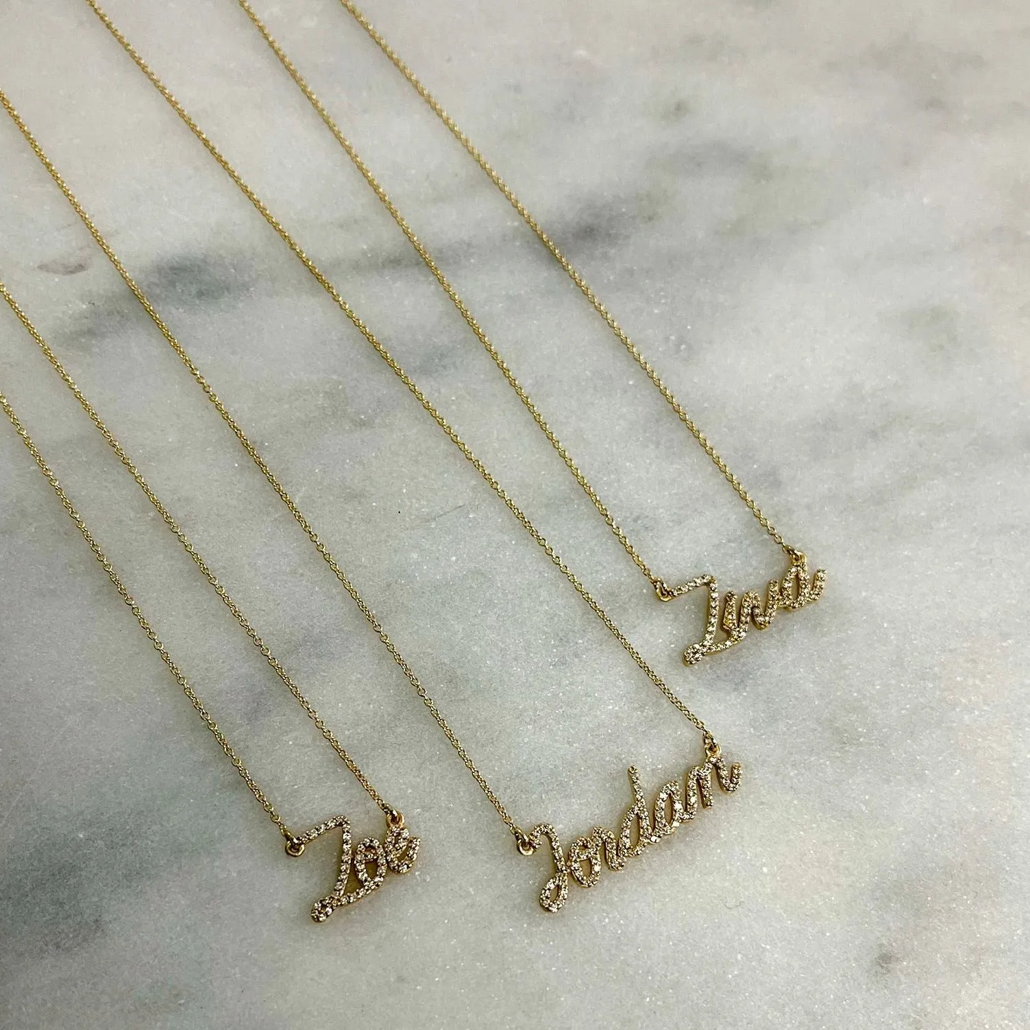 14K Gold Diamond Name Necklace