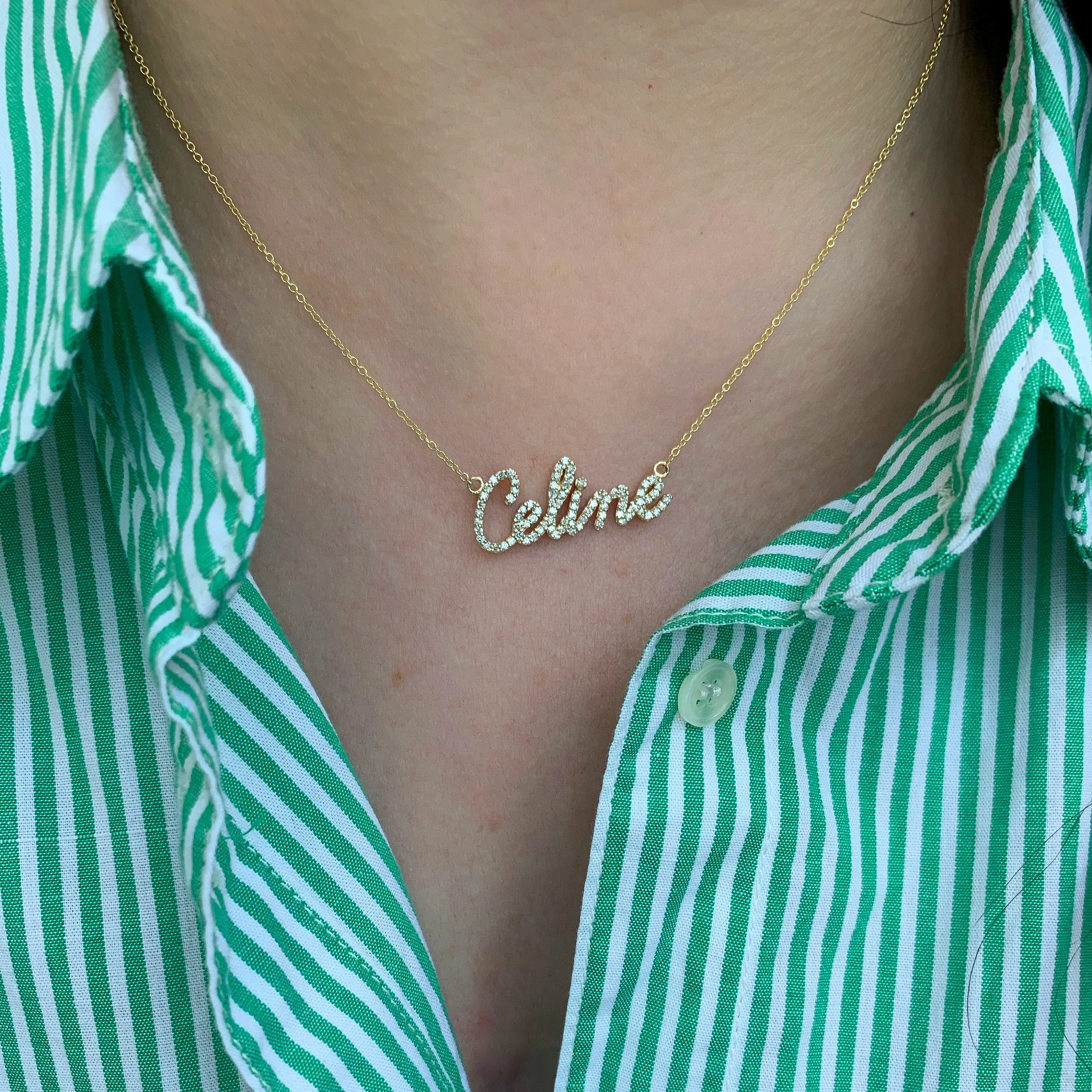 14K Gold Diamond Name Necklace