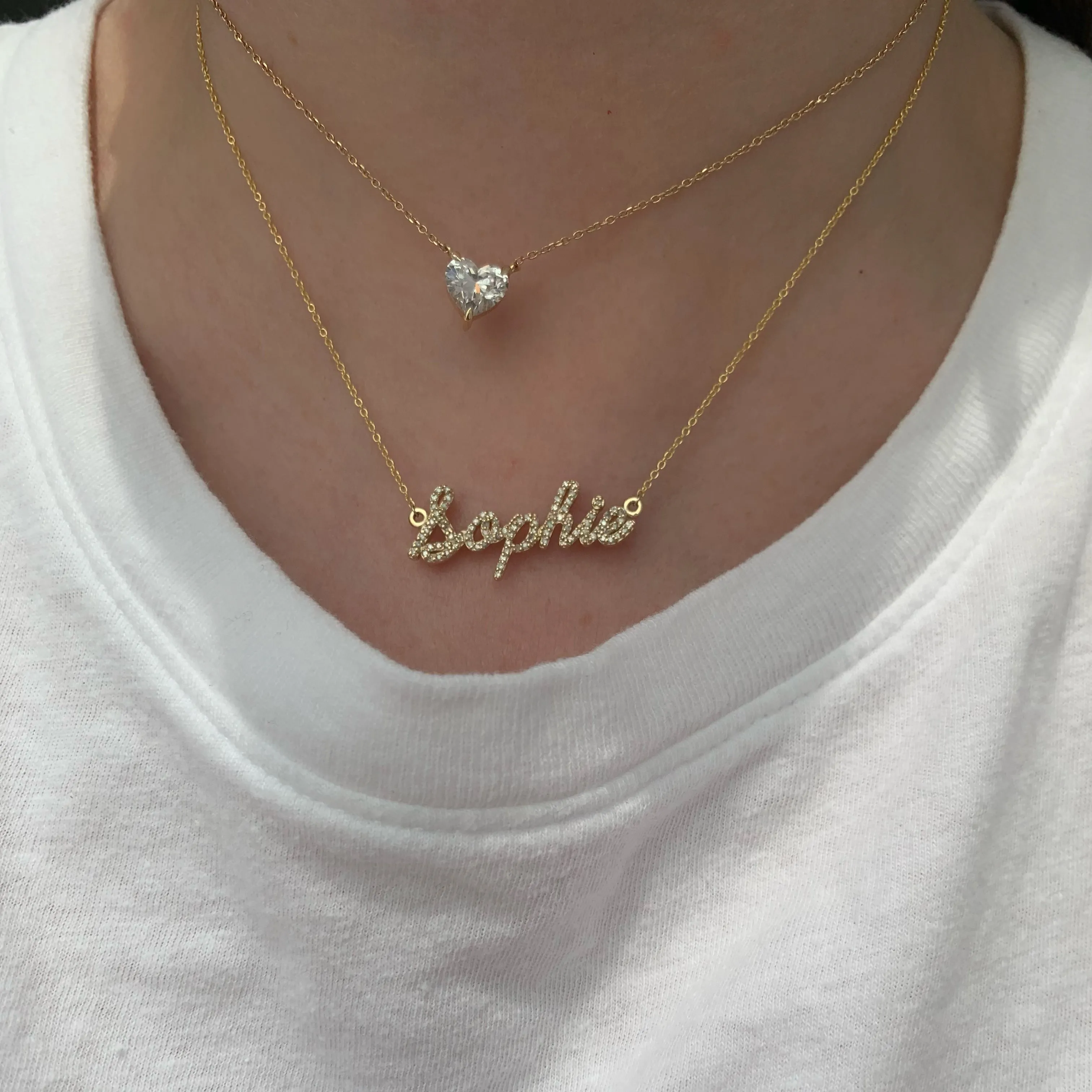 14K Gold Diamond Name Necklace