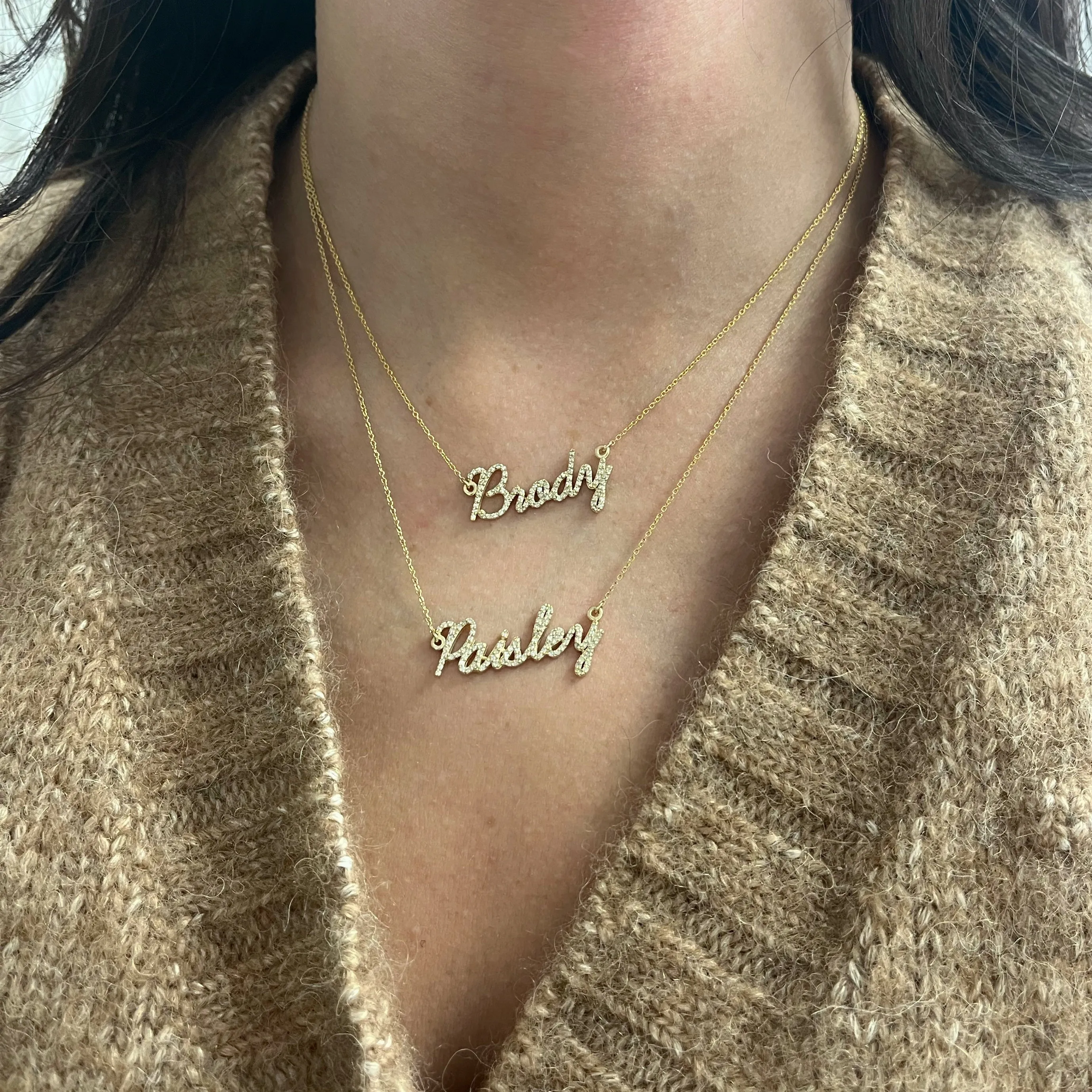 14K Gold Diamond Name Necklace