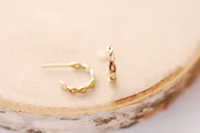 14k Gold Filled Woven Hoop Earrings, Gold Braided Hoop Earrings, Gold Hoop Earrings, Minimalist Gold Hoops, Huggie Hoop Earrings