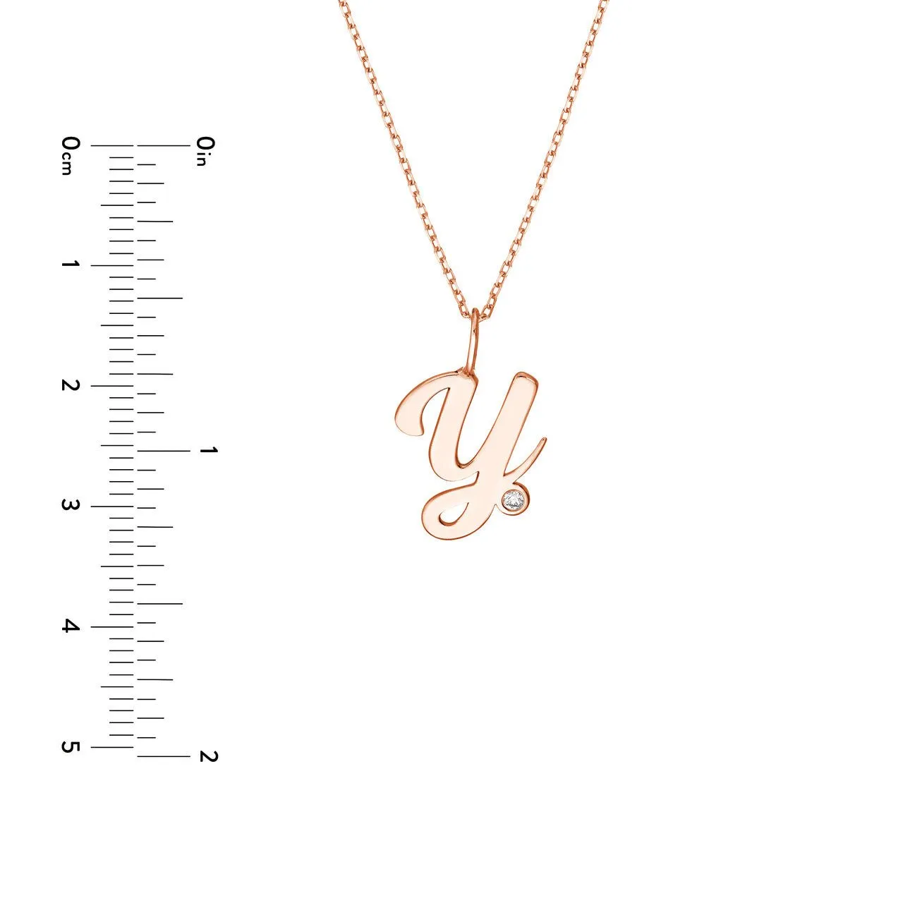 14K Gold Script Initial Diamond Bezel Pendant