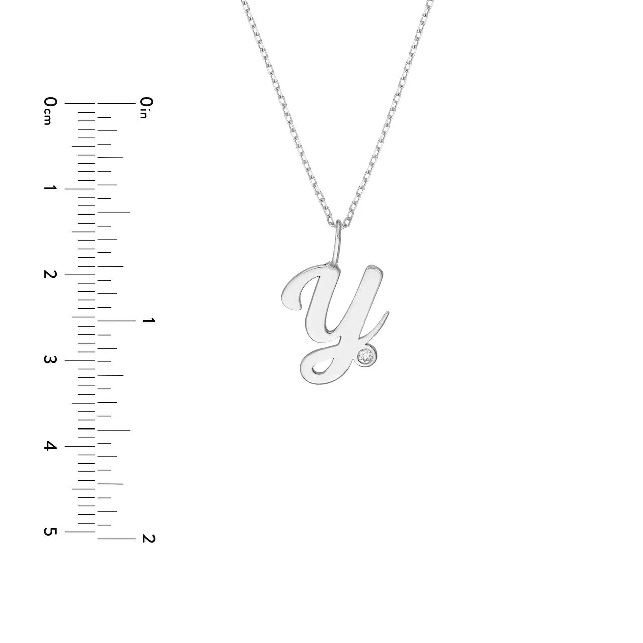 14K Gold Script Initial Diamond Bezel Pendant