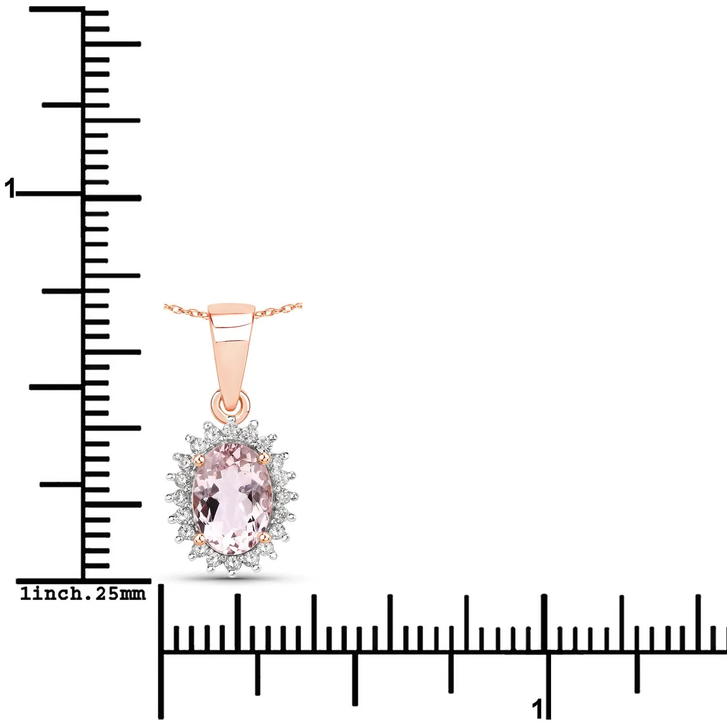 14K Rose Gold Morganite and Diamond Pendant