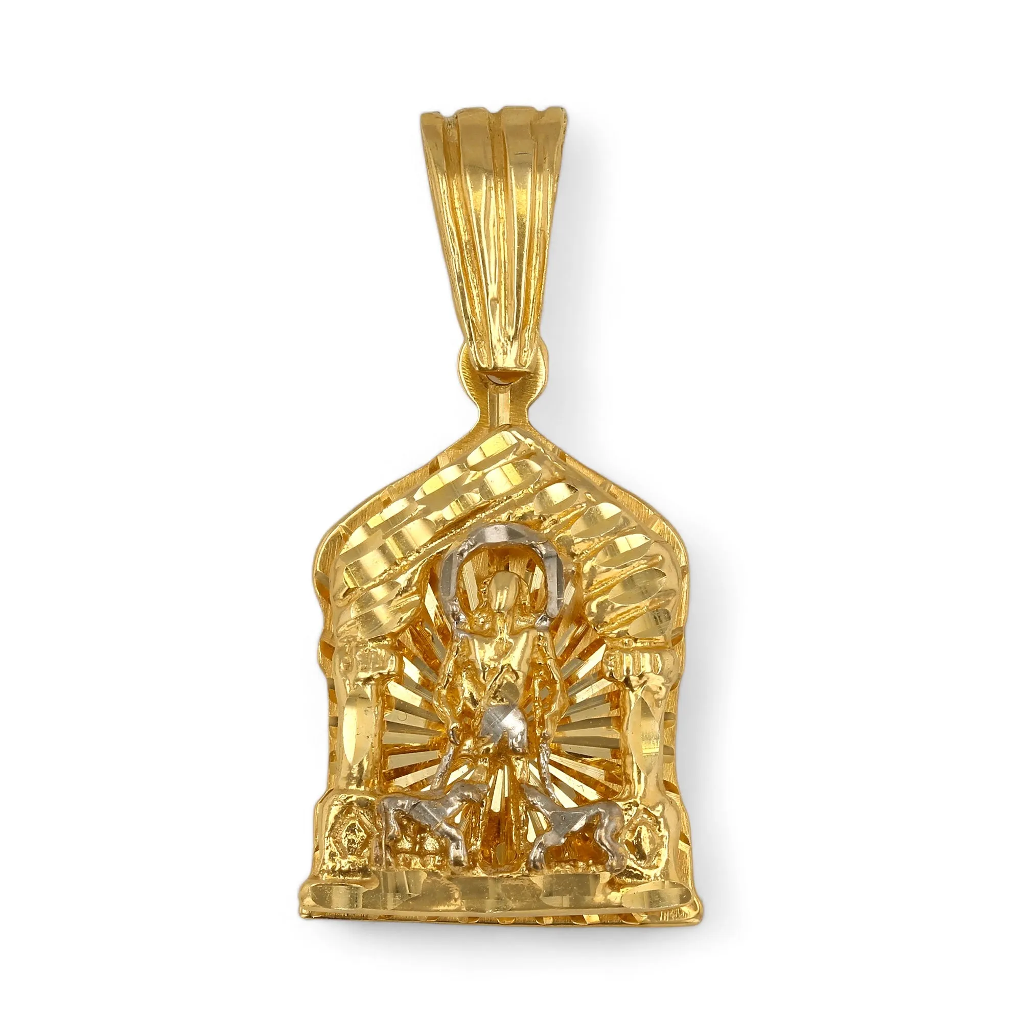 14K Yellow gold 2D San lazaro solid pendant-320178