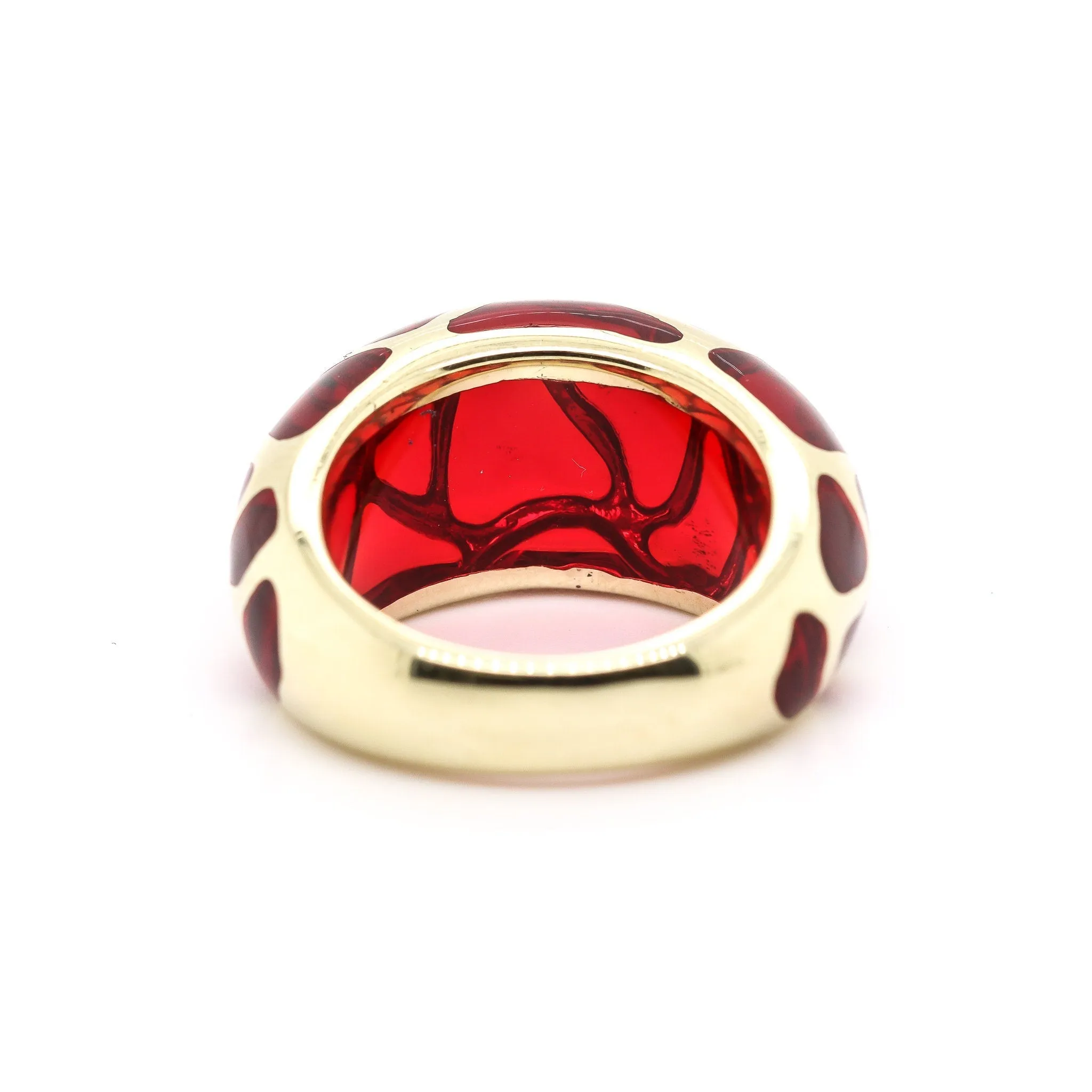 14k Yellow Gold Red Jade Cocktail Ring