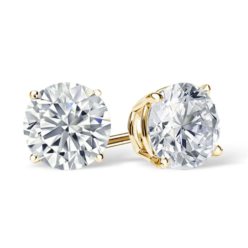 14k Yellow Gold Round VS/SI GH Lab Grown Diamond 4 Prong Stud Post Earrings