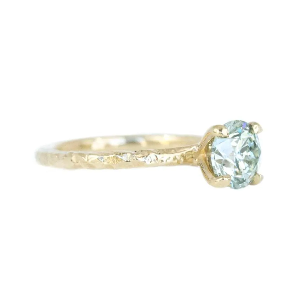 1.50ct GIA Fancy Light Green Diamond Ring in Yellow Gold Evergreen Solitaire