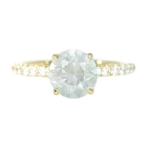 1.80ct Round Opalescent Diamond With French Set Diamonds In 14k Yellow Gold