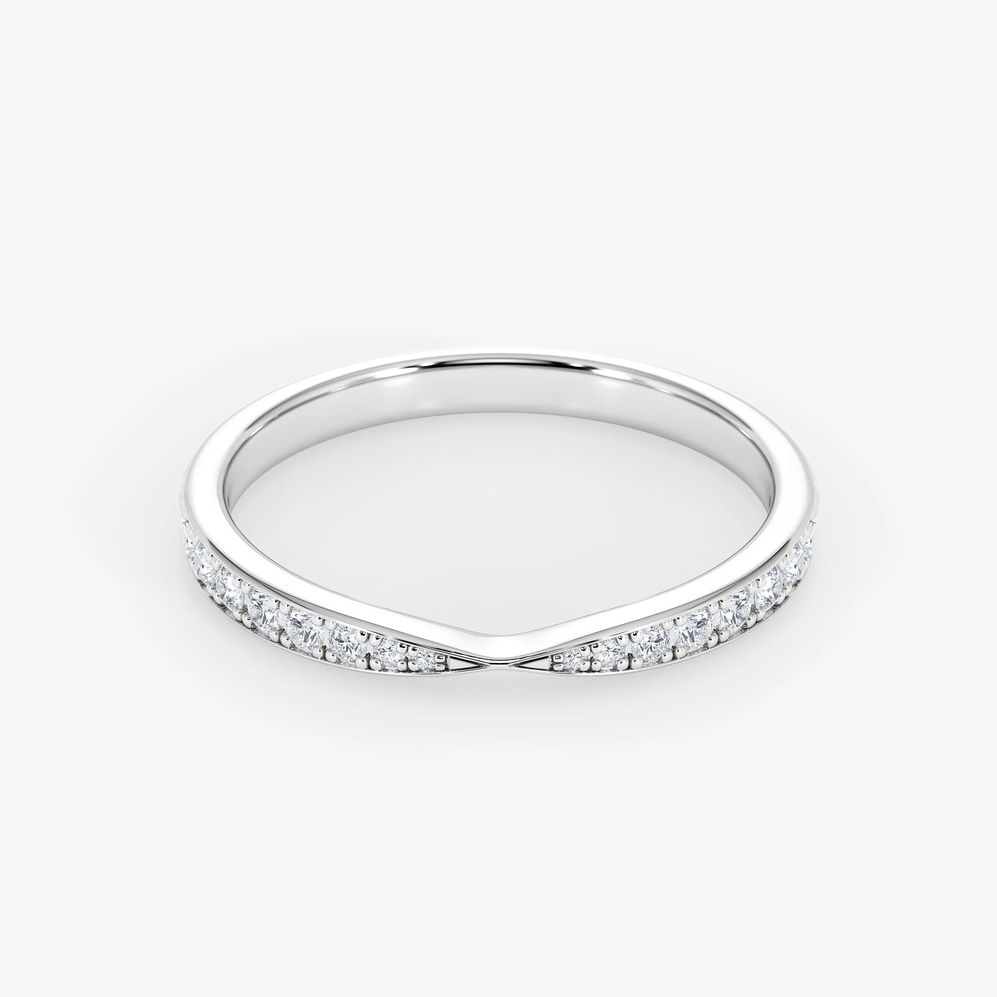 18K Gold Tapered Half Eternity Diamond Wedding Ring