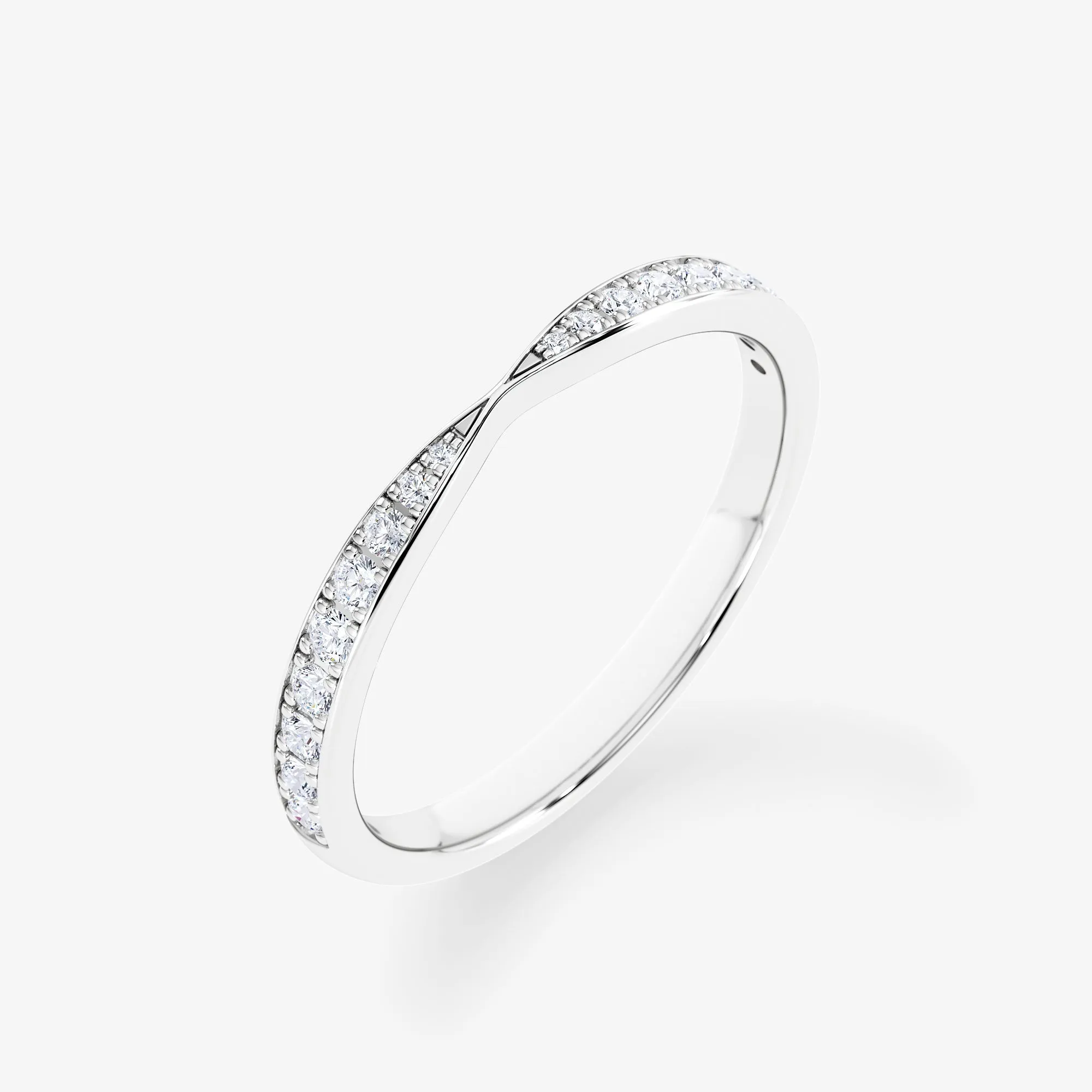 18K Gold Tapered Half Eternity Diamond Wedding Ring