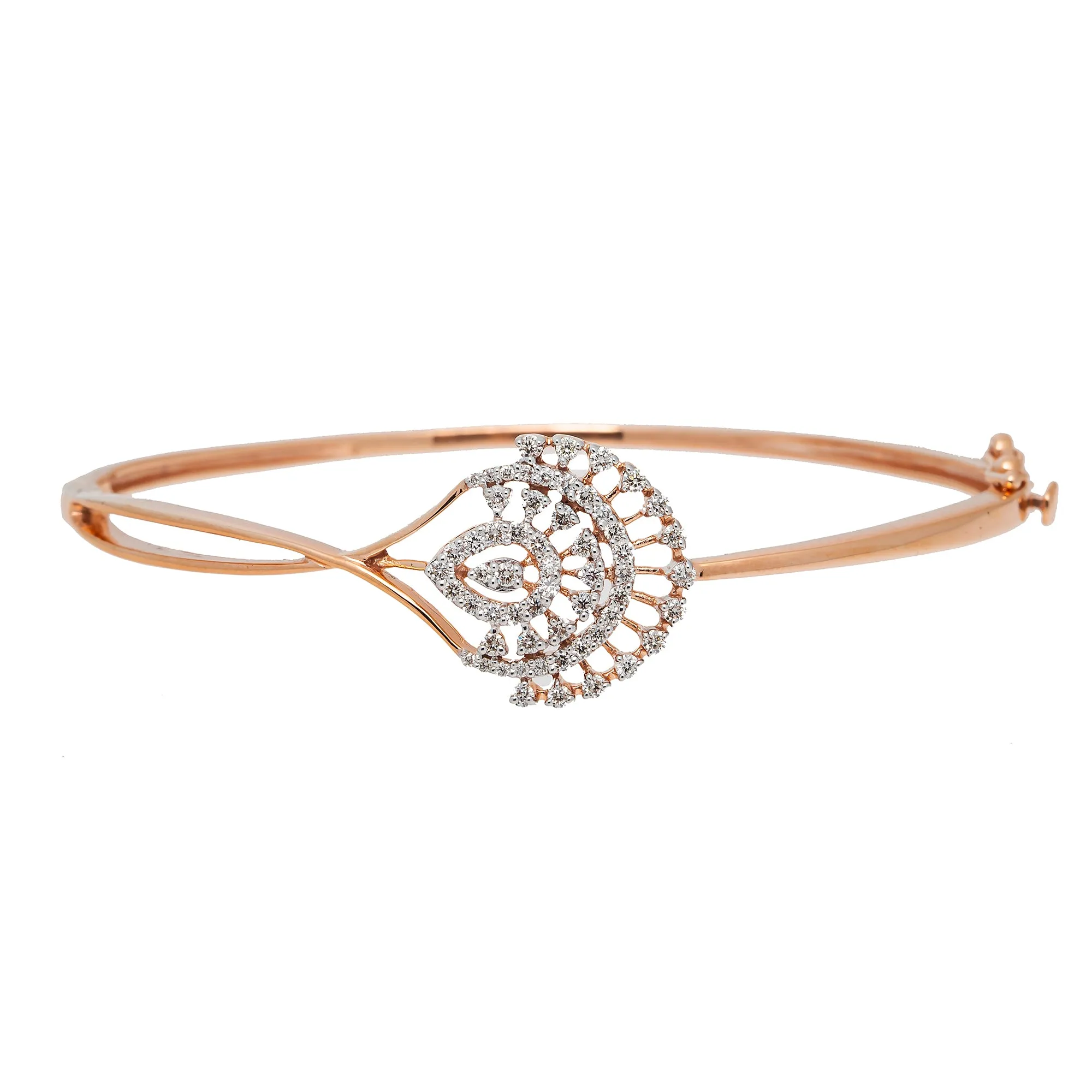 Elegant 18K Rose Gold Bangle with 0.59ct Sparkling Diamond, 11.3g Luxurious Design