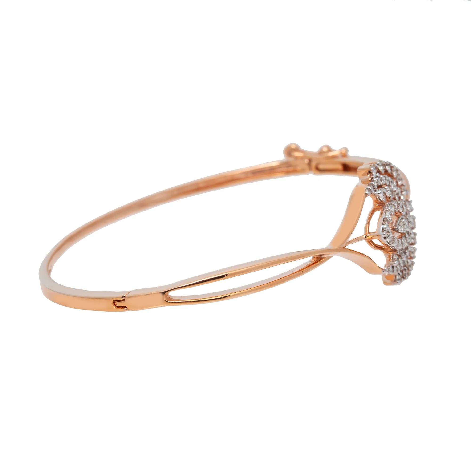 Elegant 18K Rose Gold Bangle with 0.59ct Sparkling Diamond, 11.3g Luxurious Design