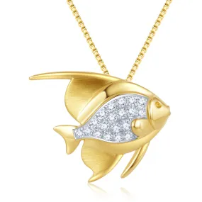 18K Yellow Gold Diamond FIsh Pendant