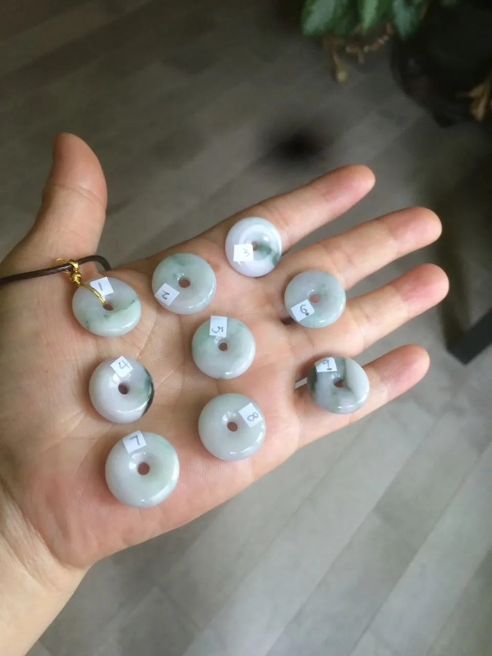 18mm Type A 100% Natural green/purple/white Jadeite Jade safety Guardian donut Pendant group m99