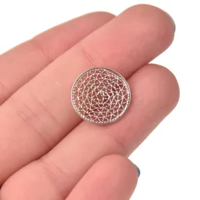 2 Silver Lace FILIGREE PENDANT Charms, Silver, Dream Catcher Woven 15mm chs8291