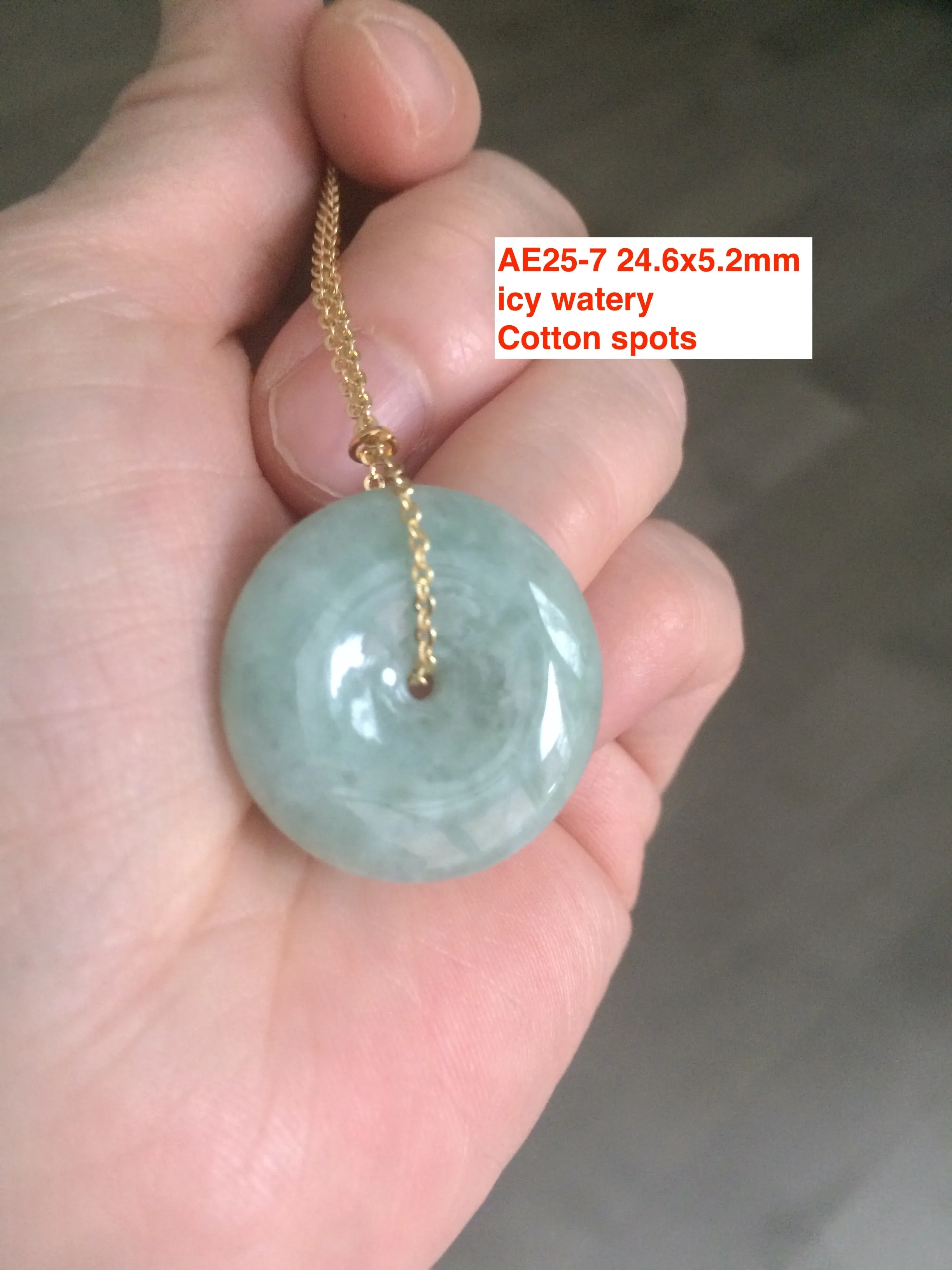 22-24mm Type A 100% Natural green/white Jadeite Jade Safety Guardian Button donut Pendant group AE25