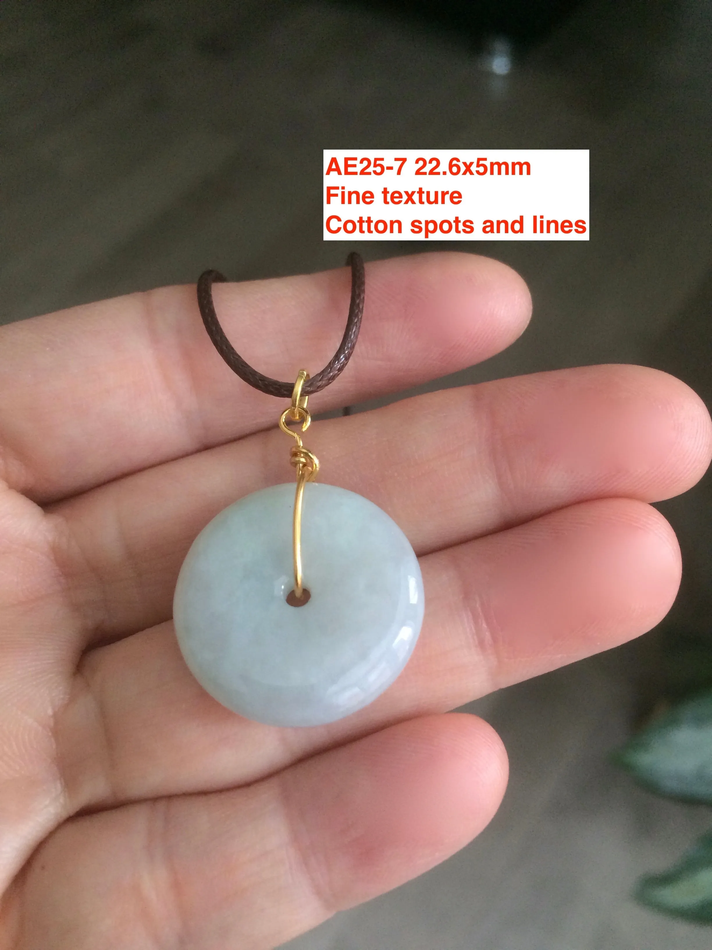 22-24mm Type A 100% Natural green/white Jadeite Jade Safety Guardian Button donut Pendant group AE25