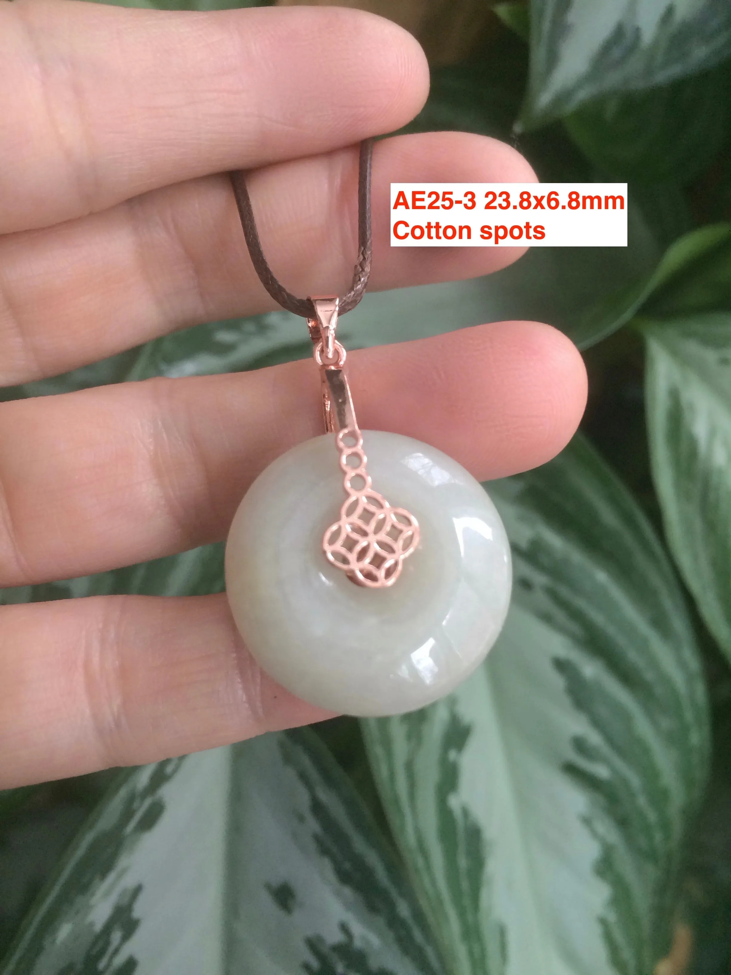 22-24mm Type A 100% Natural green/white Jadeite Jade Safety Guardian Button donut Pendant group AE25