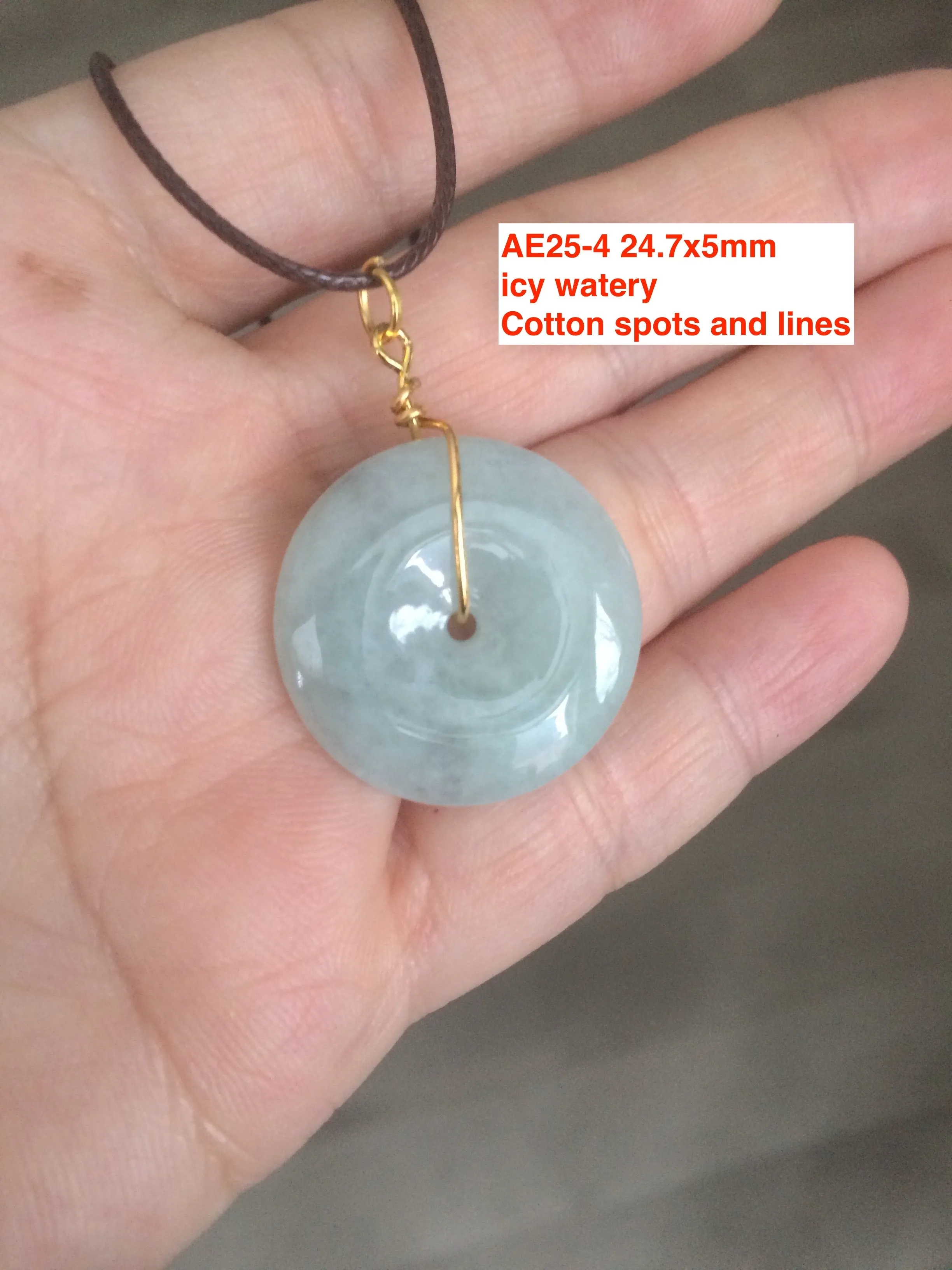 22-24mm Type A 100% Natural green/white Jadeite Jade Safety Guardian Button donut Pendant group AE25