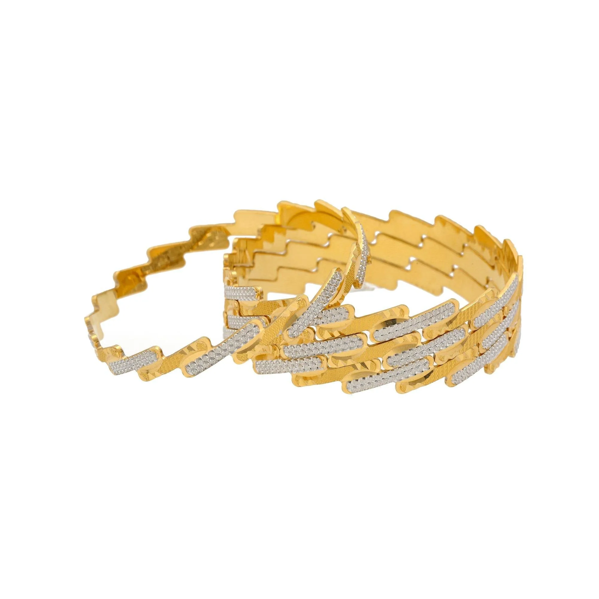 22K Gold Multi Tone Set of Four Bangles, 93.1gm