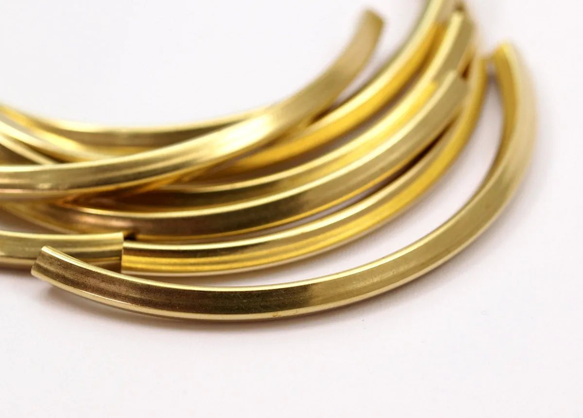 4 Square Oval Raw Brass Tubes  (95x5x5mm) Sq20  BRC275