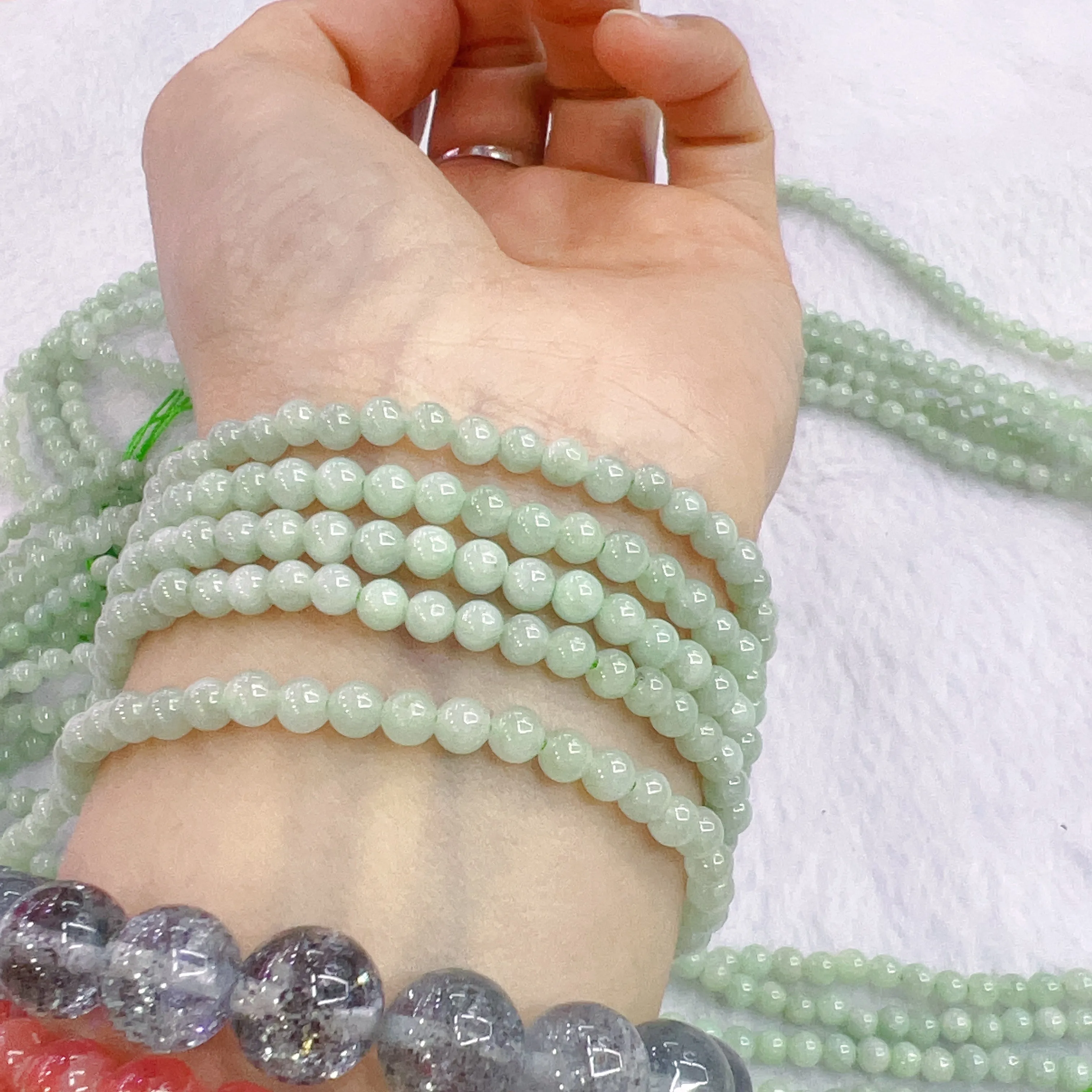 4mm Genuine Jadeite Round Bead Strands DIY Jewelry Making Project