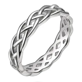 4mm Women High Polished Eternity Celtic Knot 925 Sterling Silver Wedding Ring