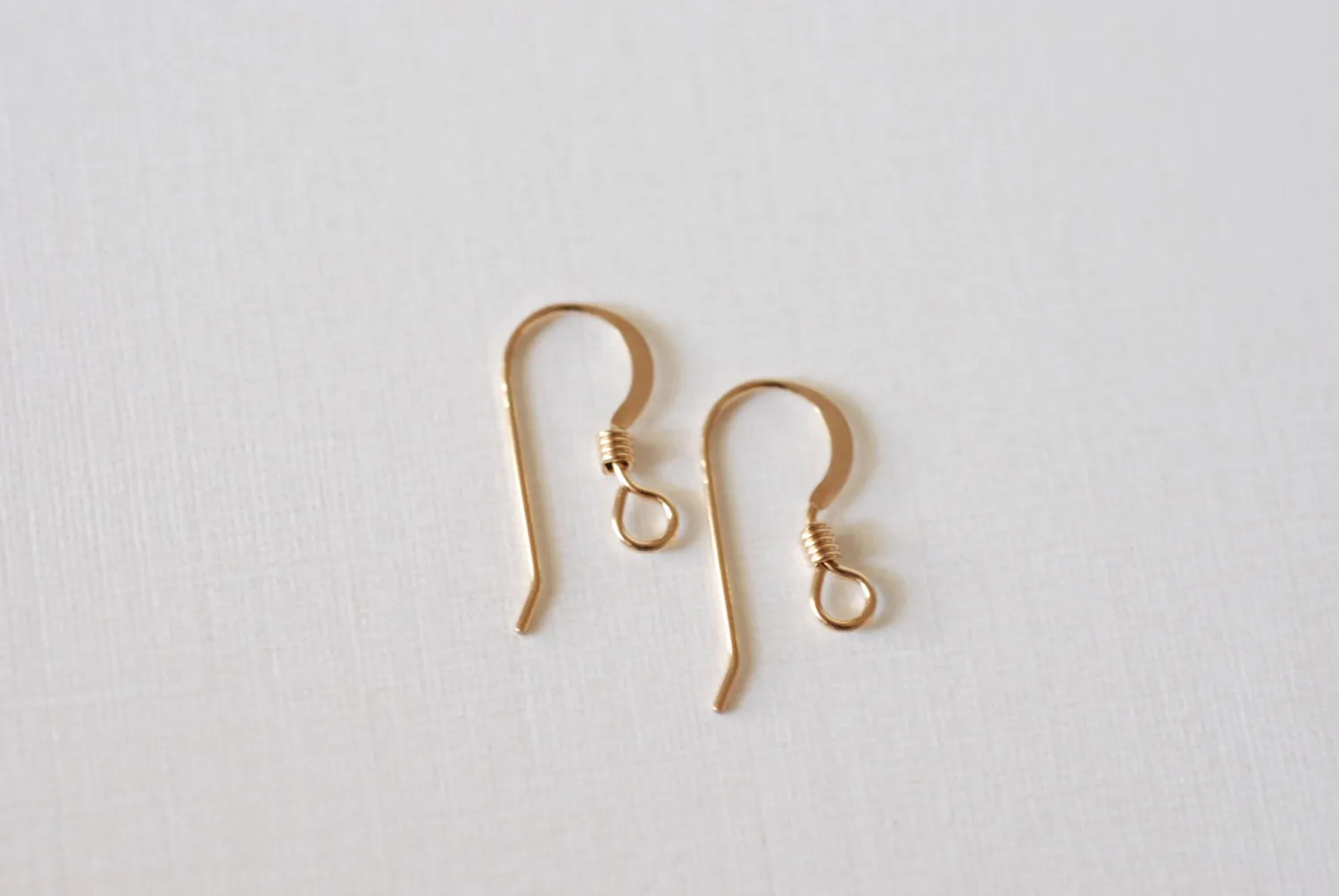 5 pairs, 14k Gold Filled French Hook Earrings, Flat Ear Wire with Coil, gold filled earwires, jewelry finding, gold ear hooks