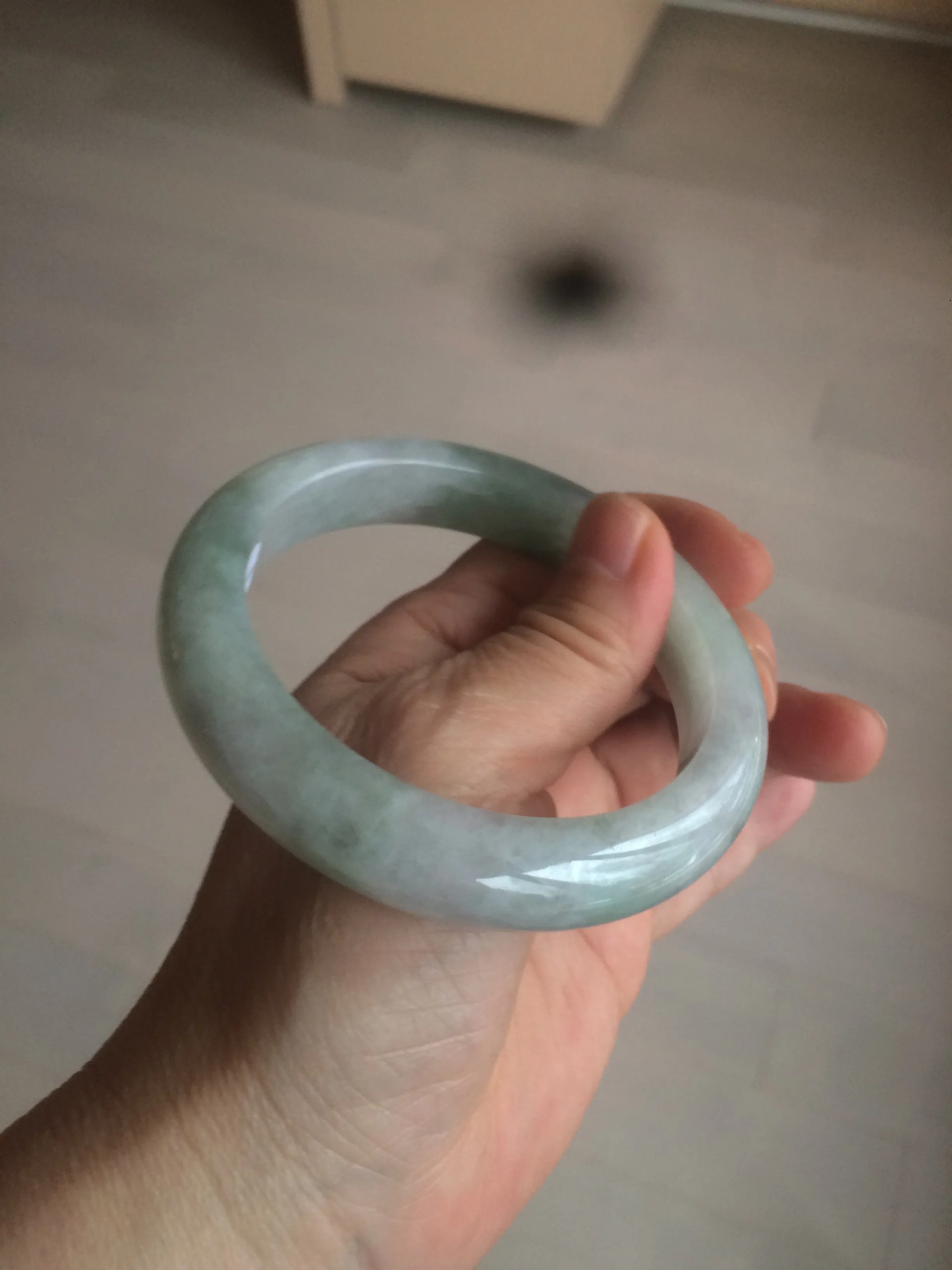 60.2mm certified type A 100% Natural oily light green/white/purple chubby Jadeite Jade bangle BH43-2804