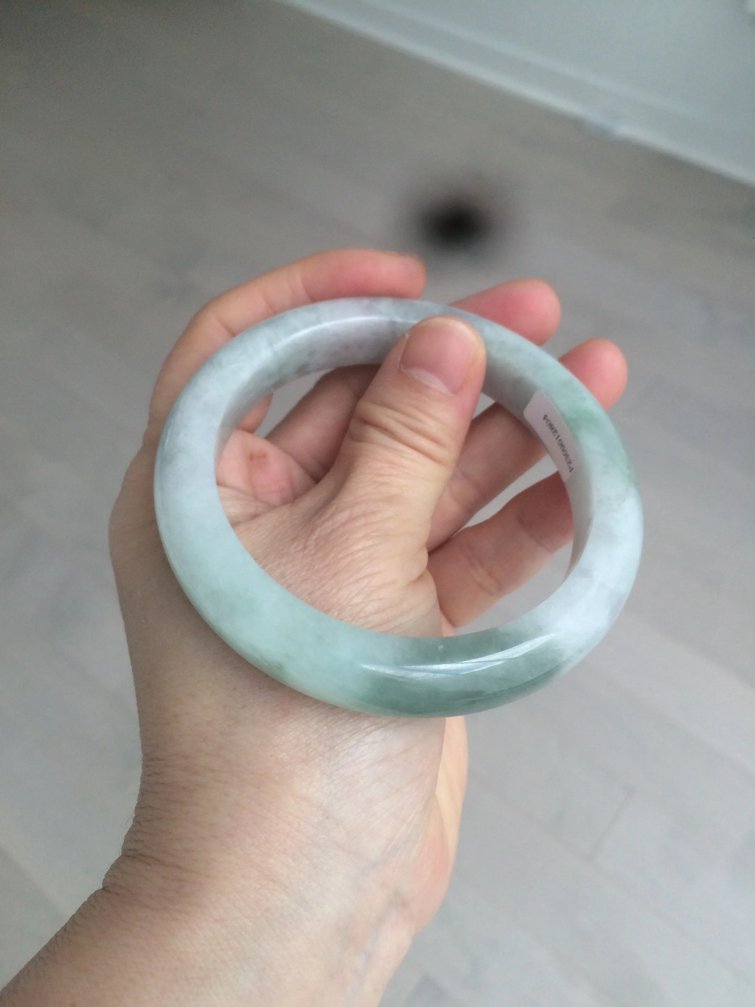 60.2mm certified type A 100% Natural oily light green/white/purple chubby Jadeite Jade bangle BH43-2804