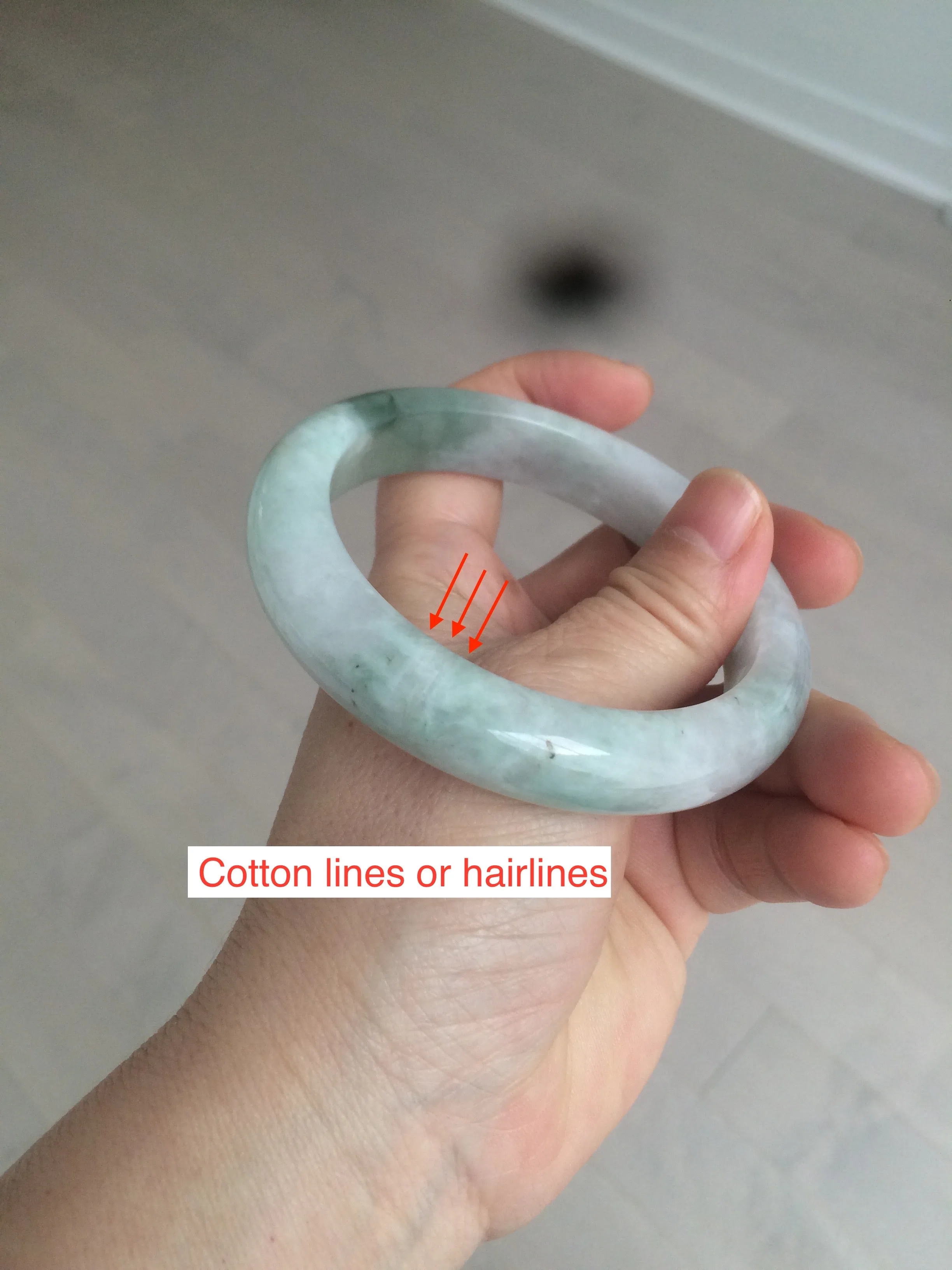 60.2mm certified type A 100% Natural oily light green/white/purple chubby Jadeite Jade bangle BH43-2804