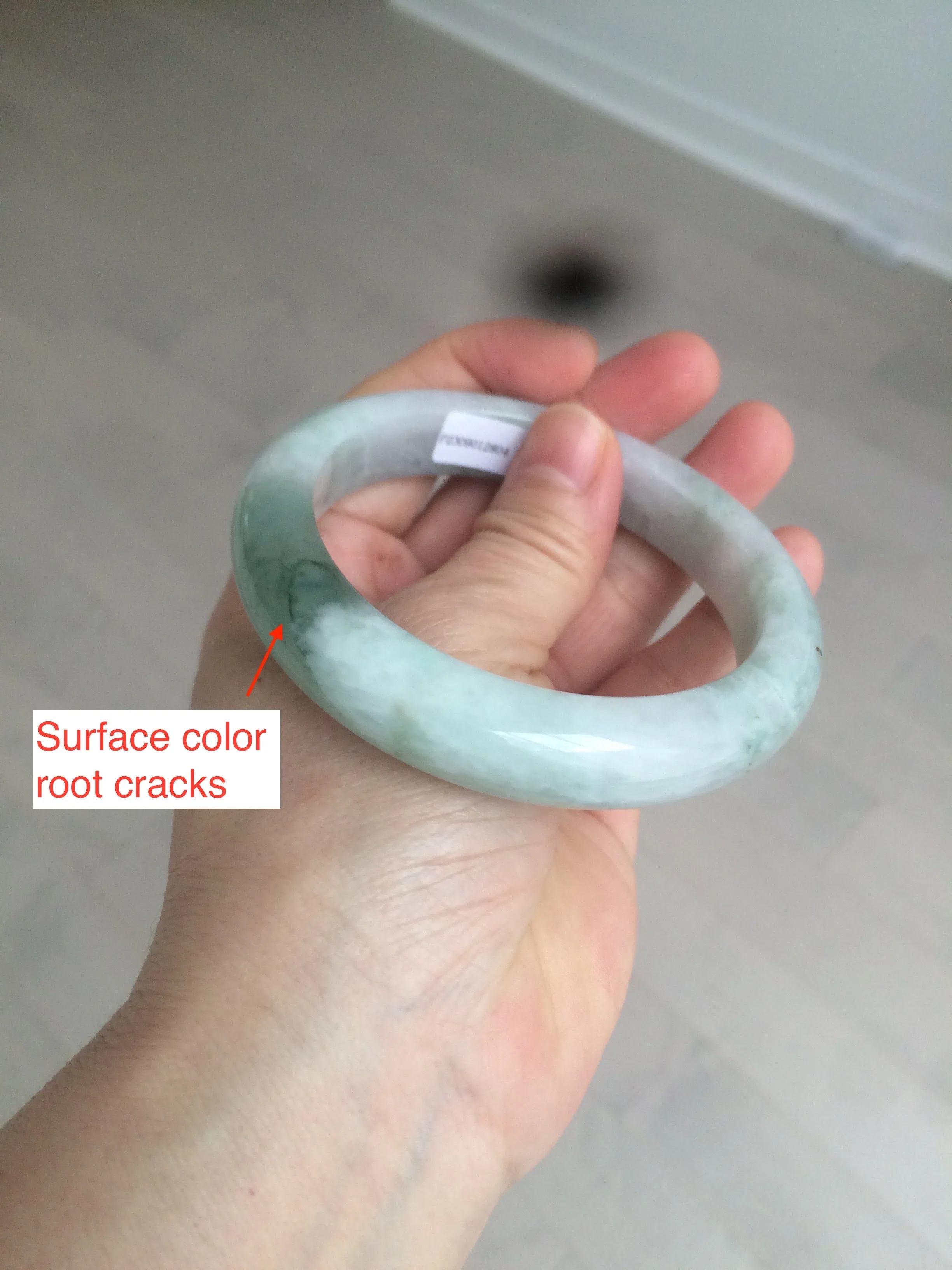 60.2mm certified type A 100% Natural oily light green/white/purple chubby Jadeite Jade bangle BH43-2804