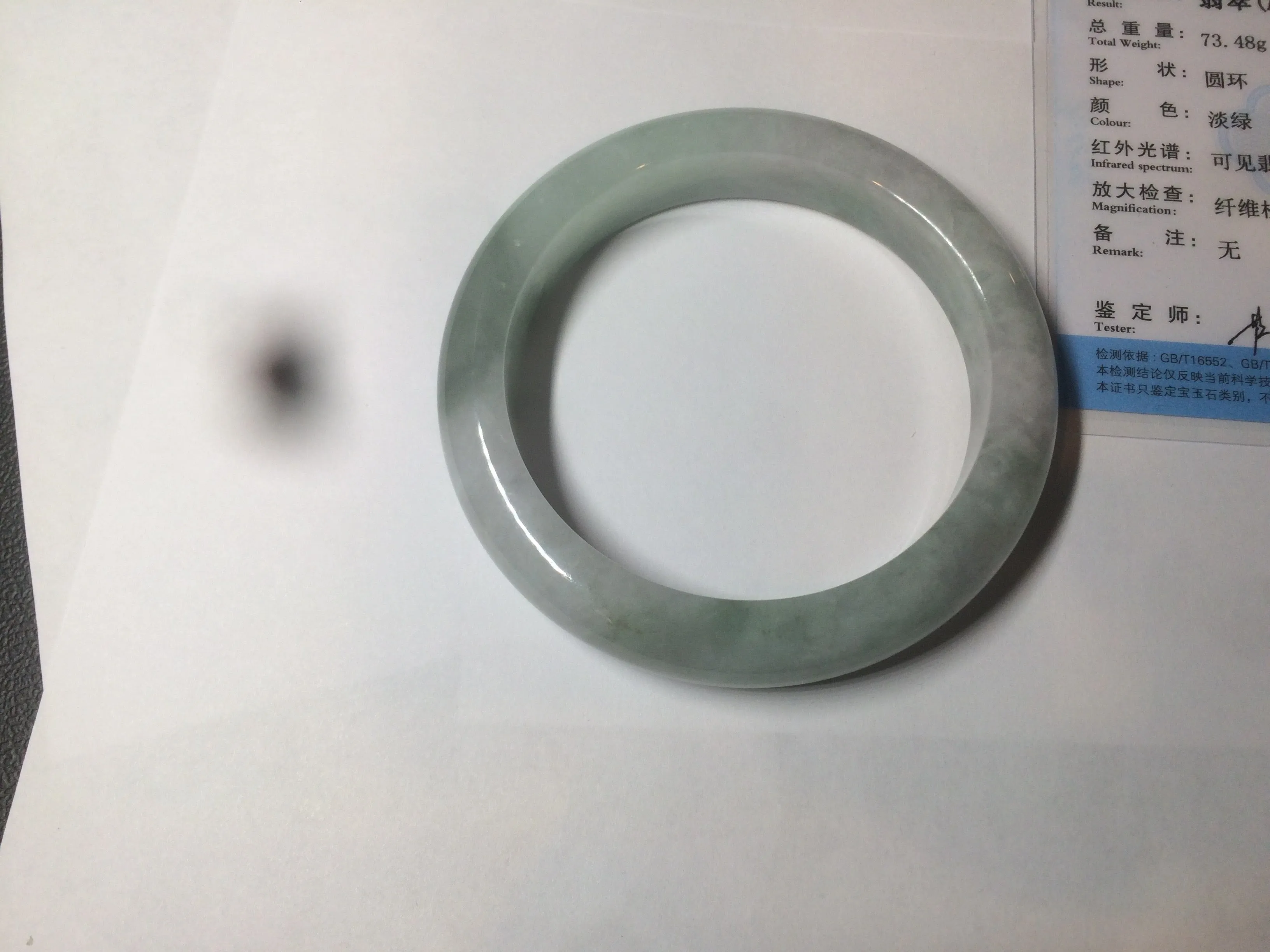 60.2mm certified type A 100% Natural oily light green/white/purple chubby Jadeite Jade bangle BH43-2804