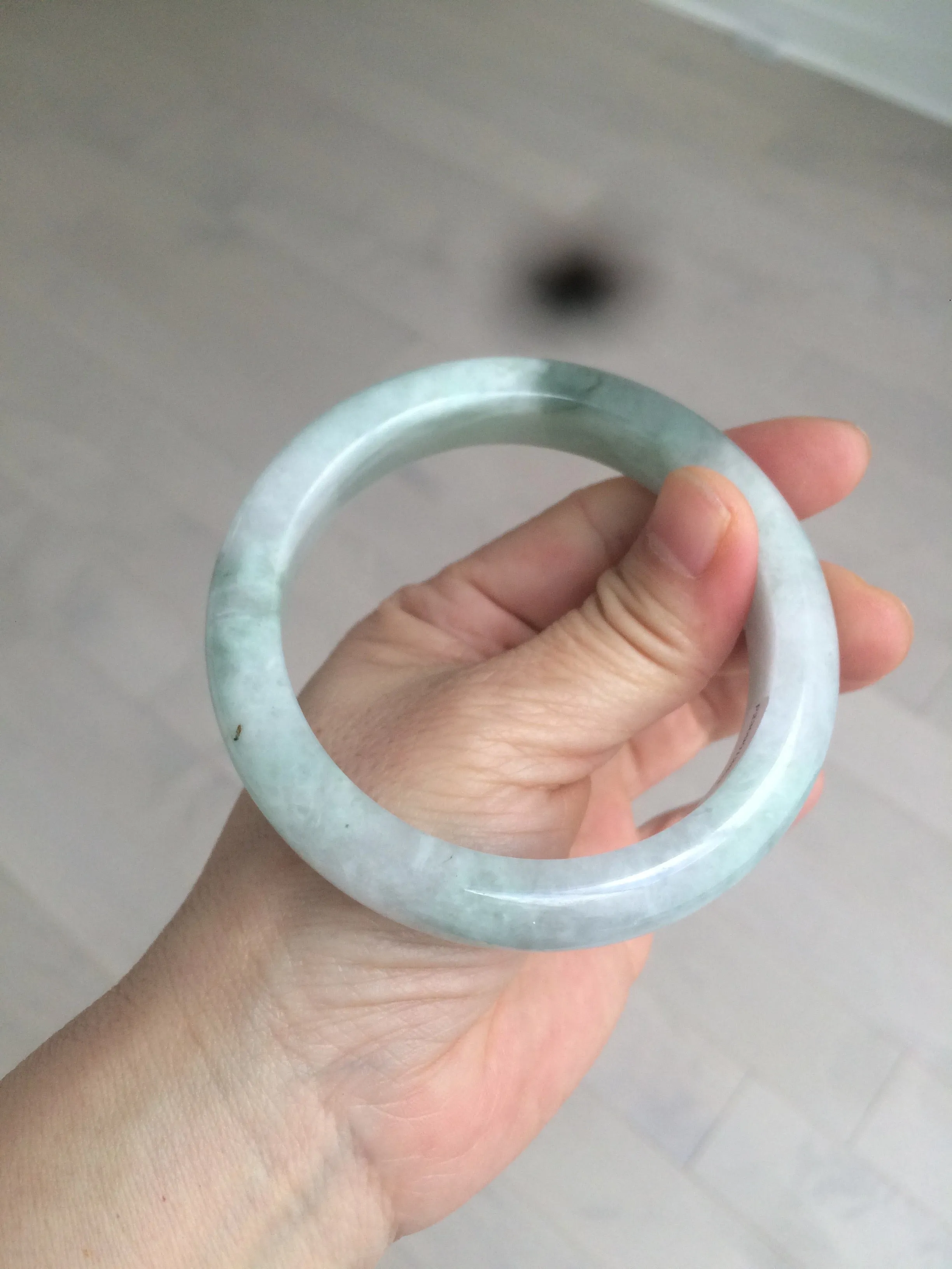 60.2mm certified type A 100% Natural oily light green/white/purple chubby Jadeite Jade bangle BH43-2804