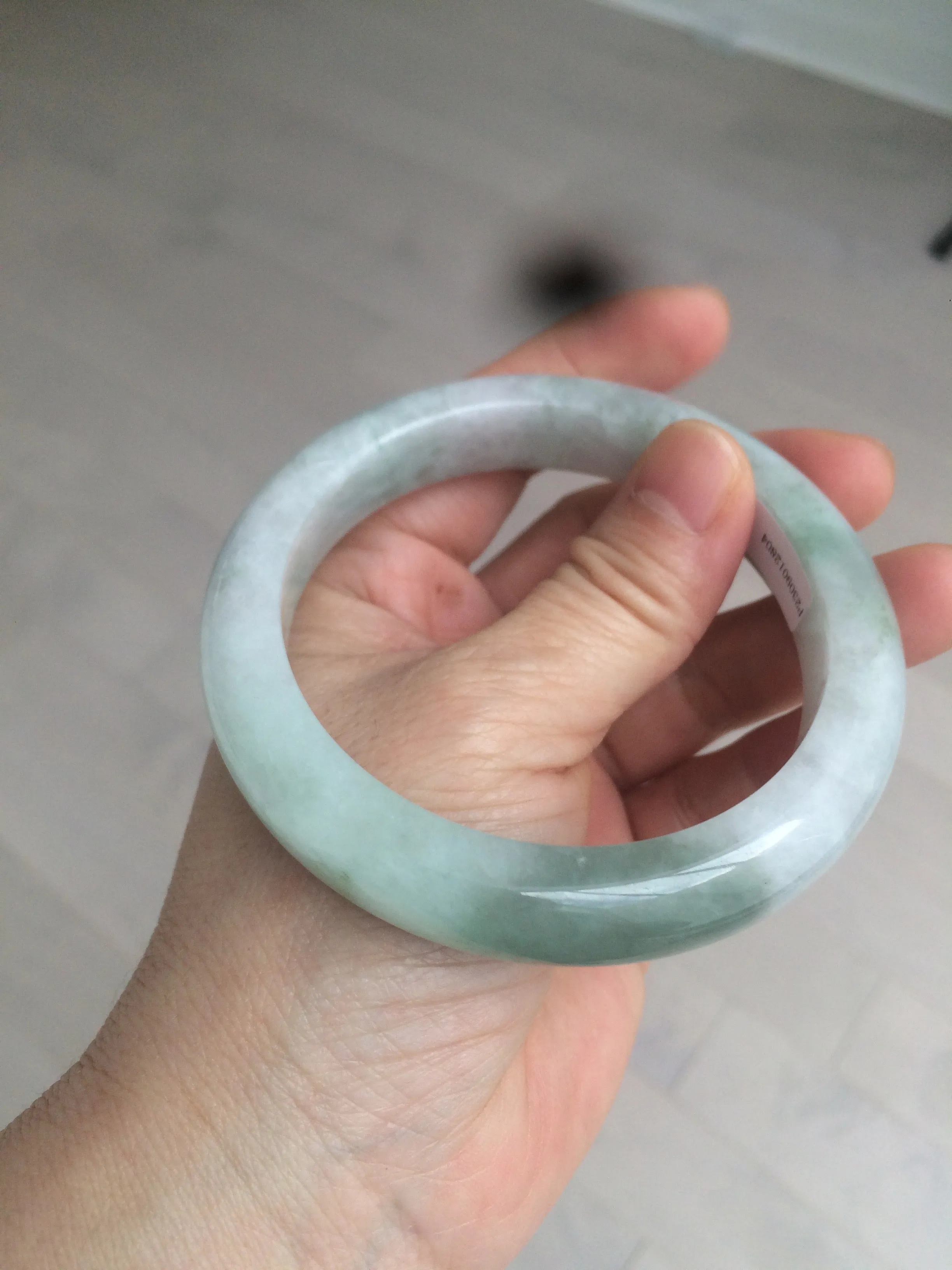 60.2mm certified type A 100% Natural oily light green/white/purple chubby Jadeite Jade bangle BH43-2804