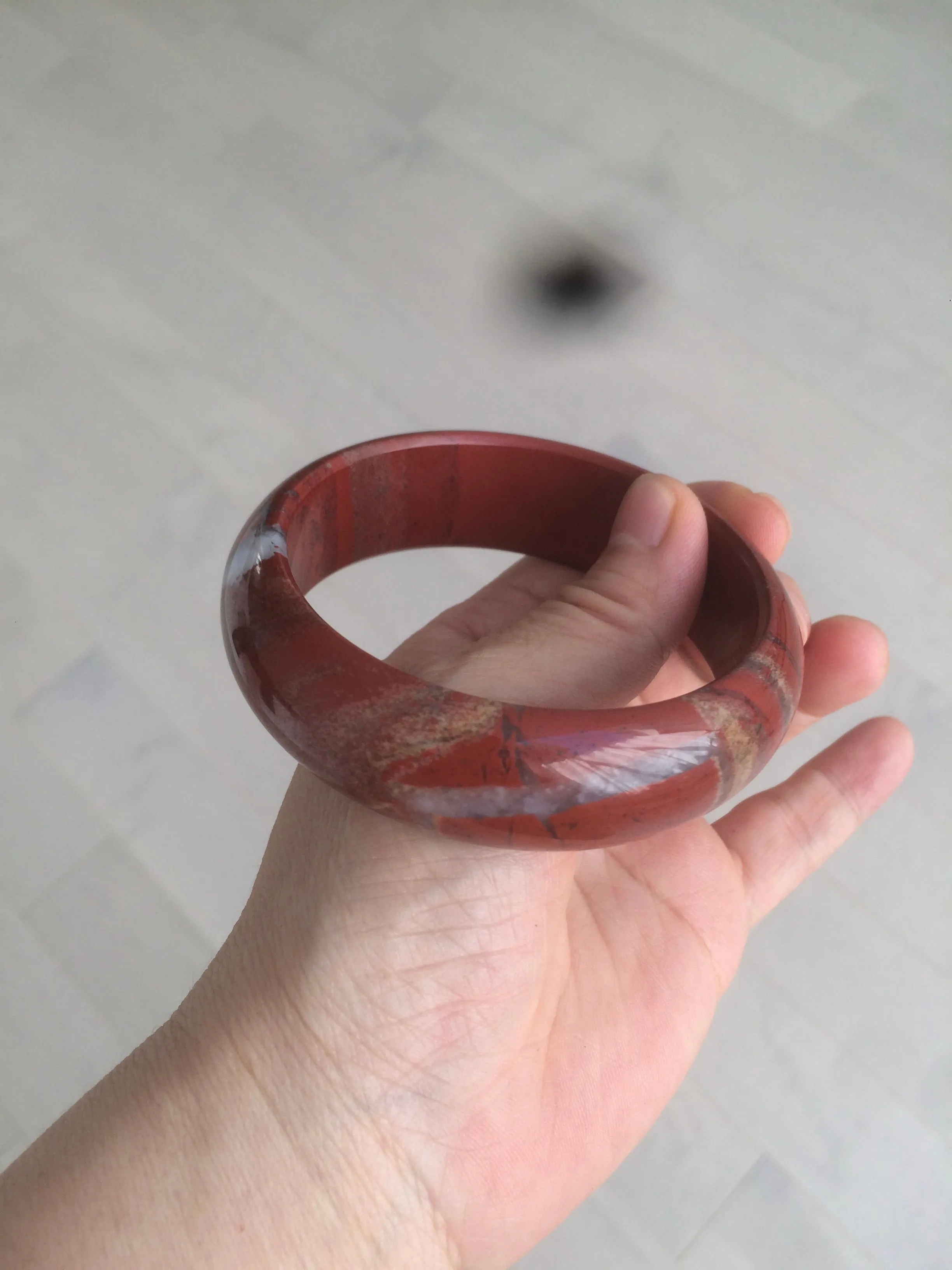 61.2mm 100% natural red/pink/gray red jasper stone bangle XY64