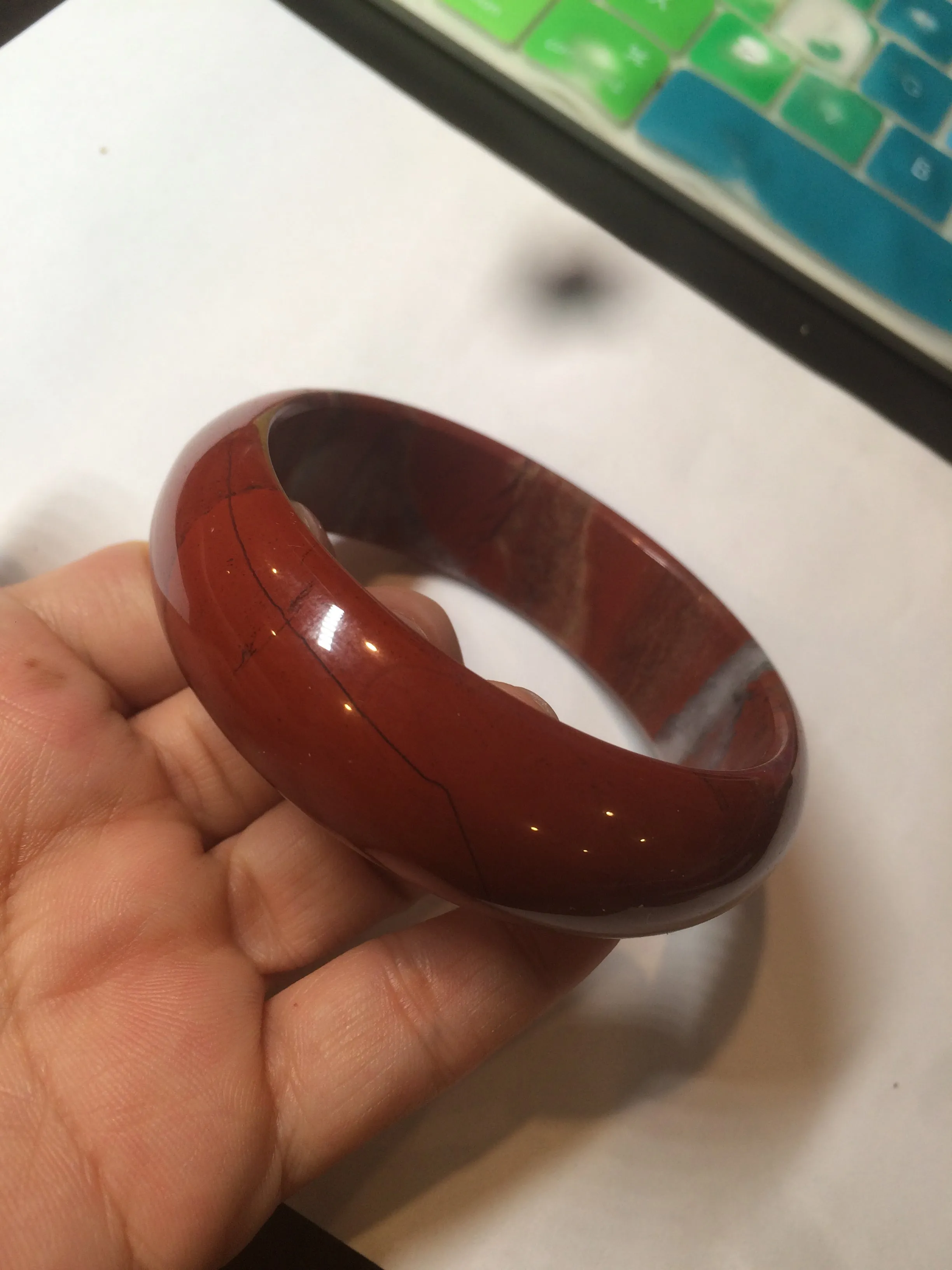 61.2mm 100% natural red/pink/gray red jasper stone bangle XY64